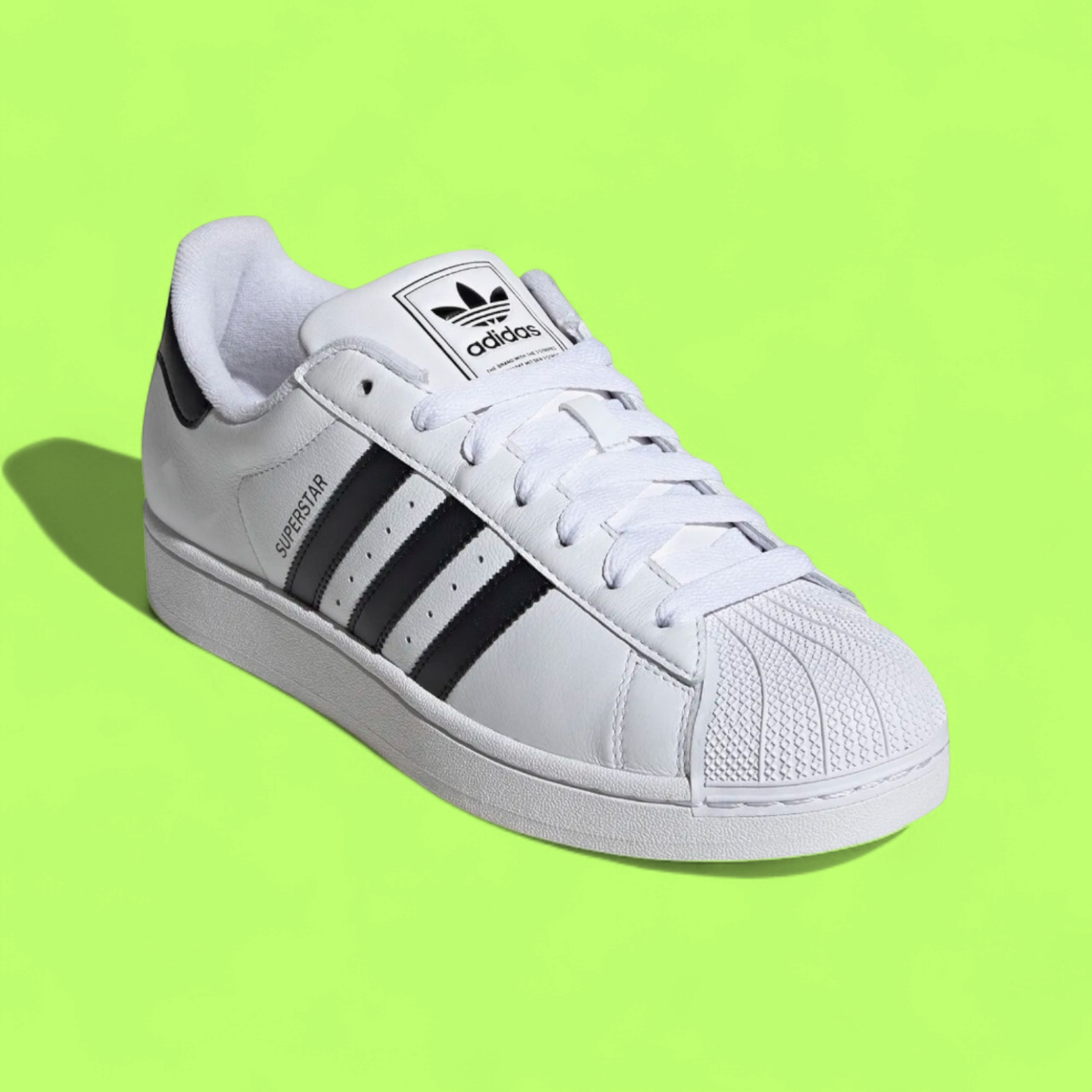 ADIDAS SUPERSTAR WHITE BLACK ICONIC LEATHER SNEAKERS CWCD