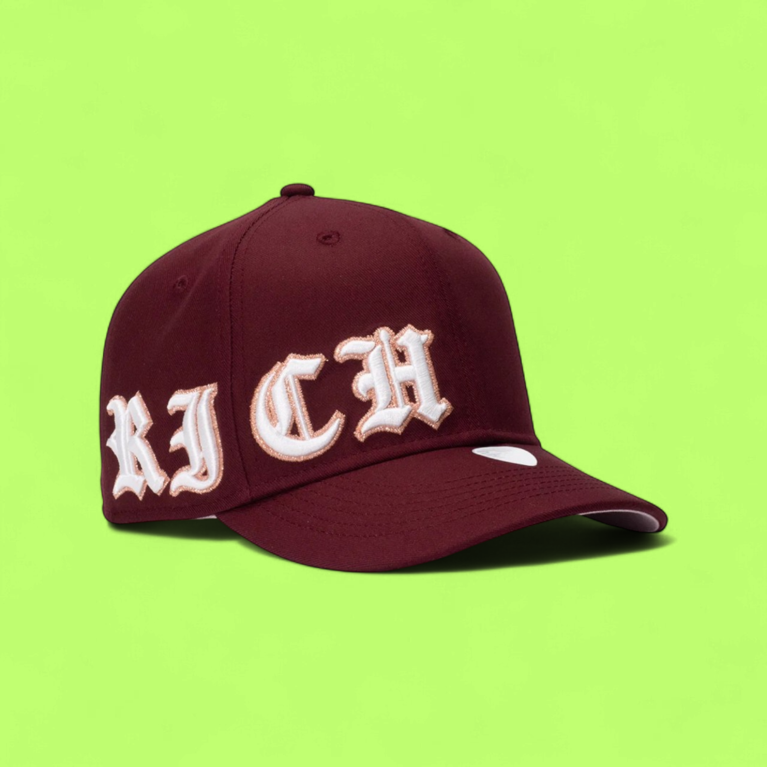 MAROON BASEBALL CAP WITH WHITE EMBROIDERED LETTER LOGO