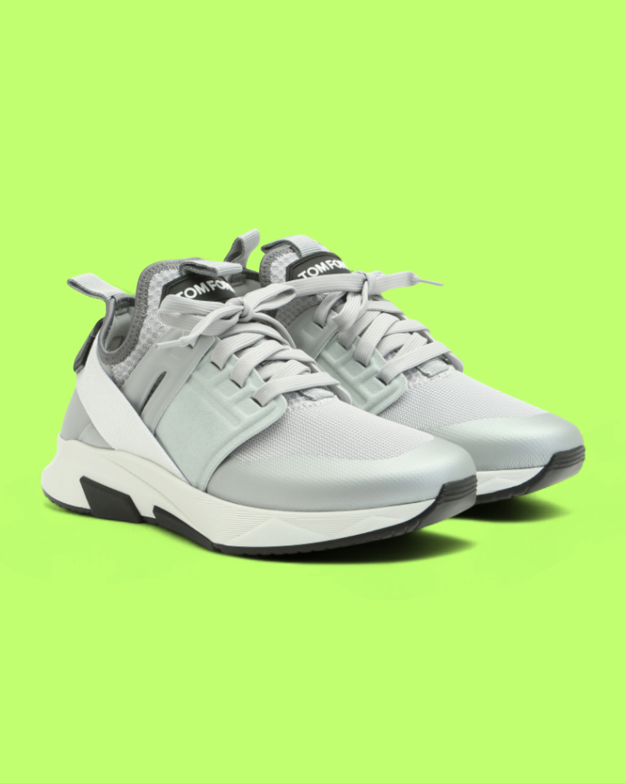 TOM FORD HYBRID RUNNER WHITE GREY MESH LEATHER LUXURY
