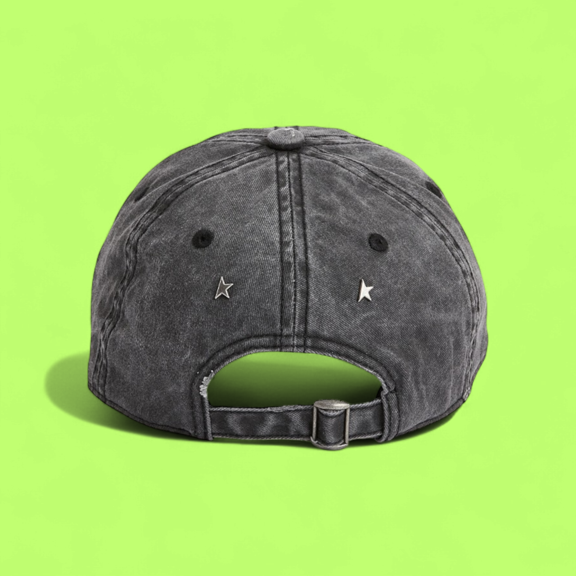 GOLDEN FADED BLACK VINTAGE DISTRESSED BASEBALL CAP LOGO