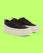 MONCLER BLACK WHITE PLATFORM LEATHER LOW TOP SNEAKERS CWCD
