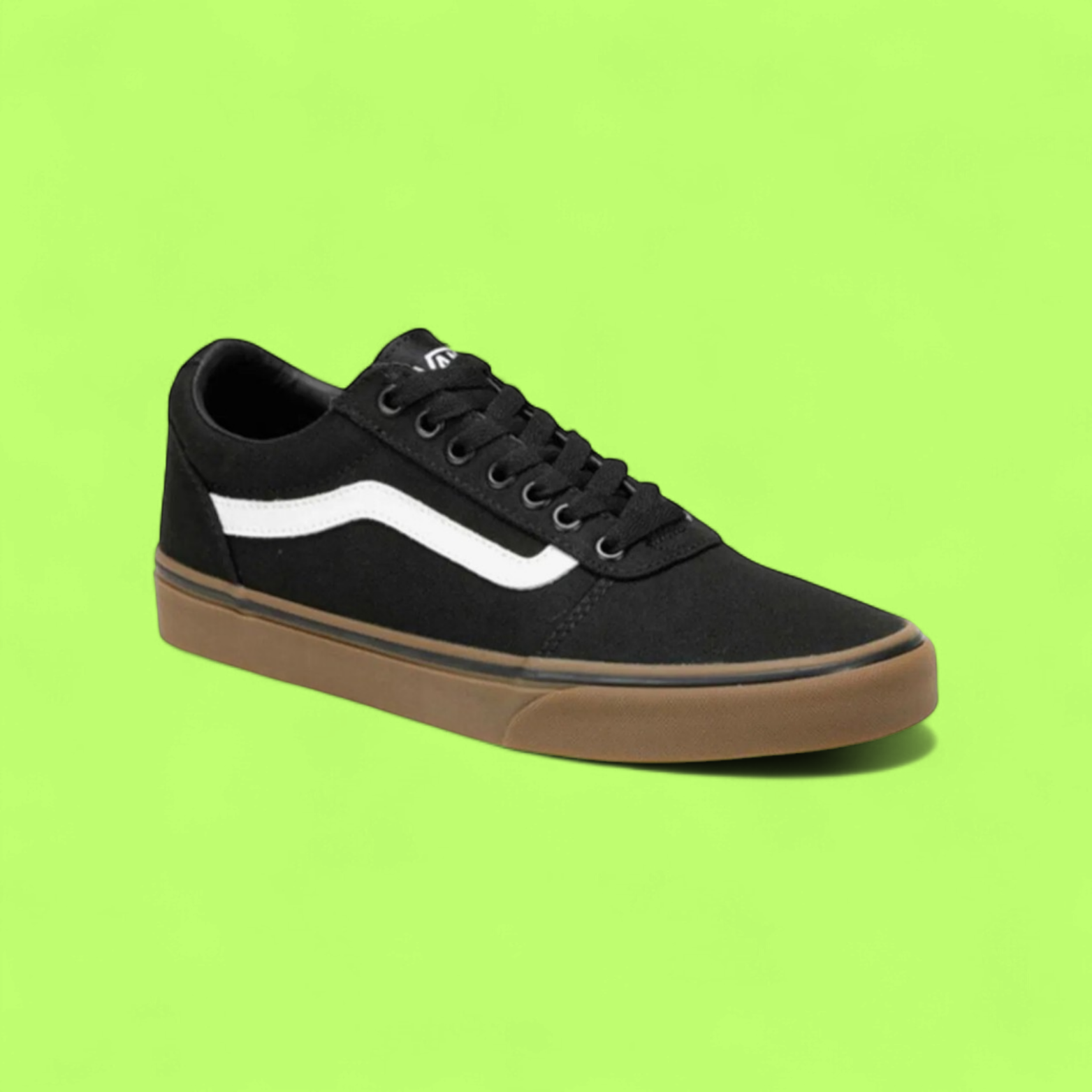 VANS WARD MEN'S BLACK CANVAS AND SUEDE LOW-TOP SKATE SNEAKERS