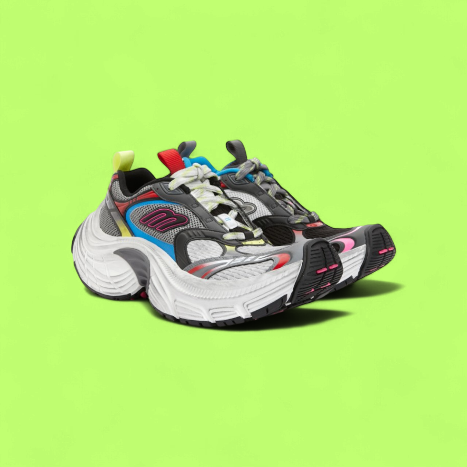 BALENCIAGA PHANTOM MULTICOLOR GREY BLUE YELLOW MESH SNEAKERS