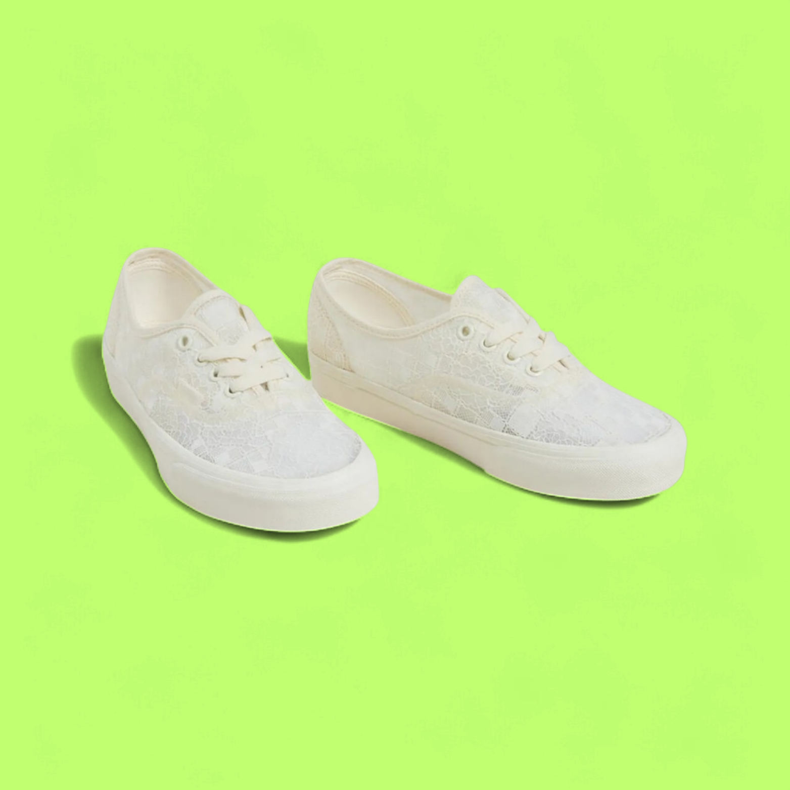 VANS AUTHENTIC LACE WHITE FLORAL TEXTURED CASUAL STYLE CWCD
