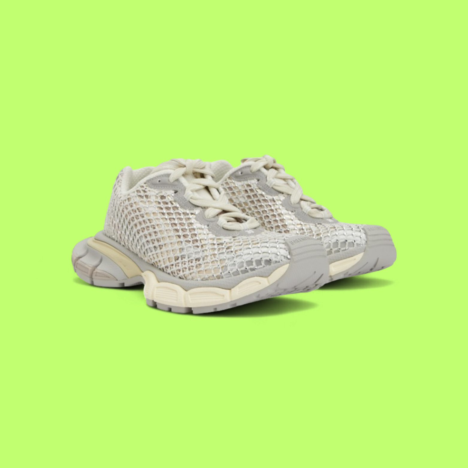 BALENCIAGA X-PANDER WHITE MESH TRANSPARENT SOLE SNEAKERS