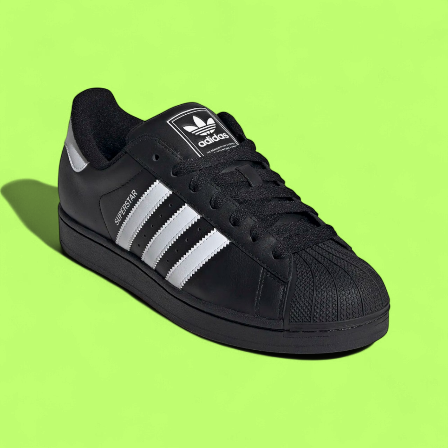 ADIDAS SUPERSTAR BLACK WHITE LEATHER CLASSIC SHOES CWCD