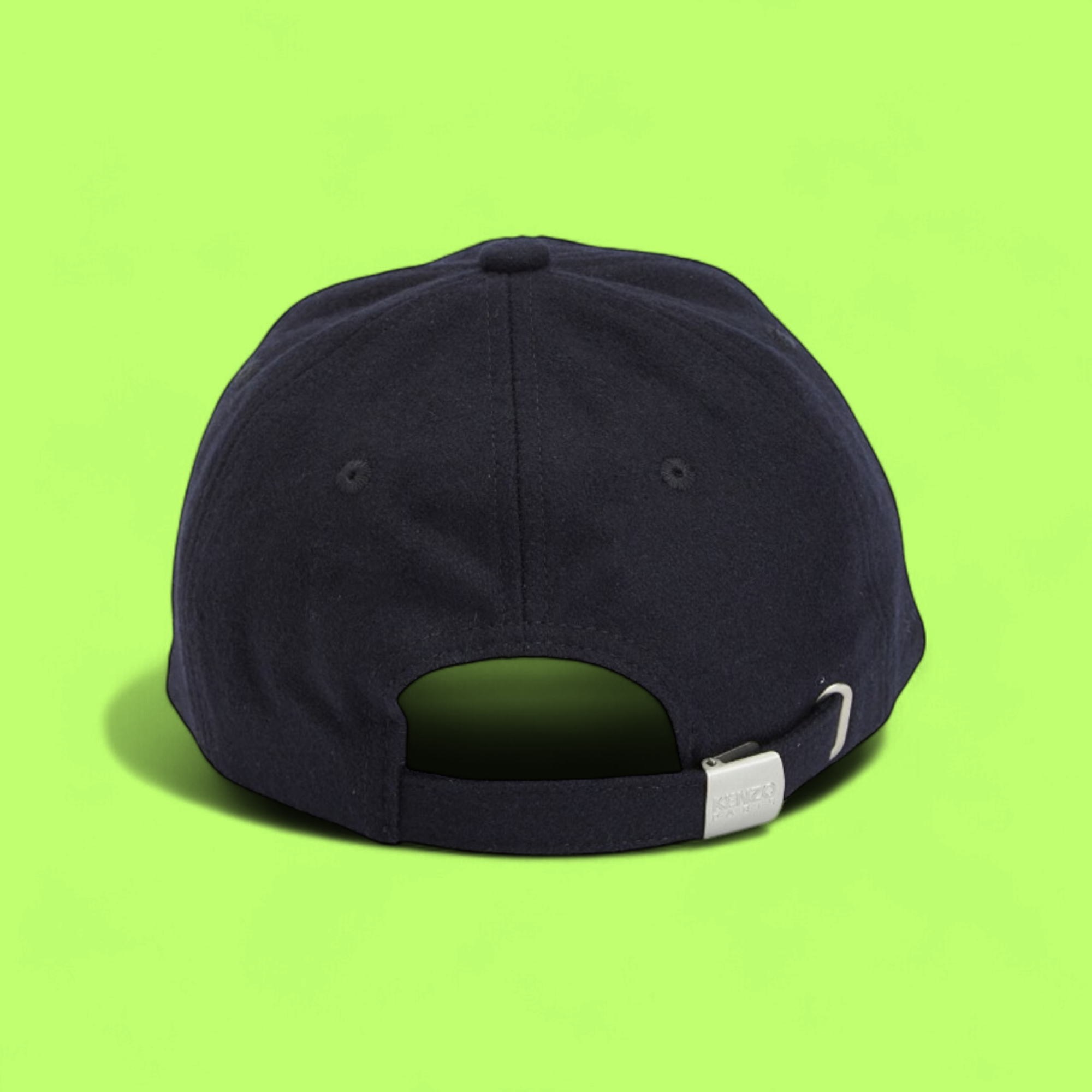 KENZO PARIS BLACK BASEBALL CAP WITH WHITE LOGO EMBROIDERY