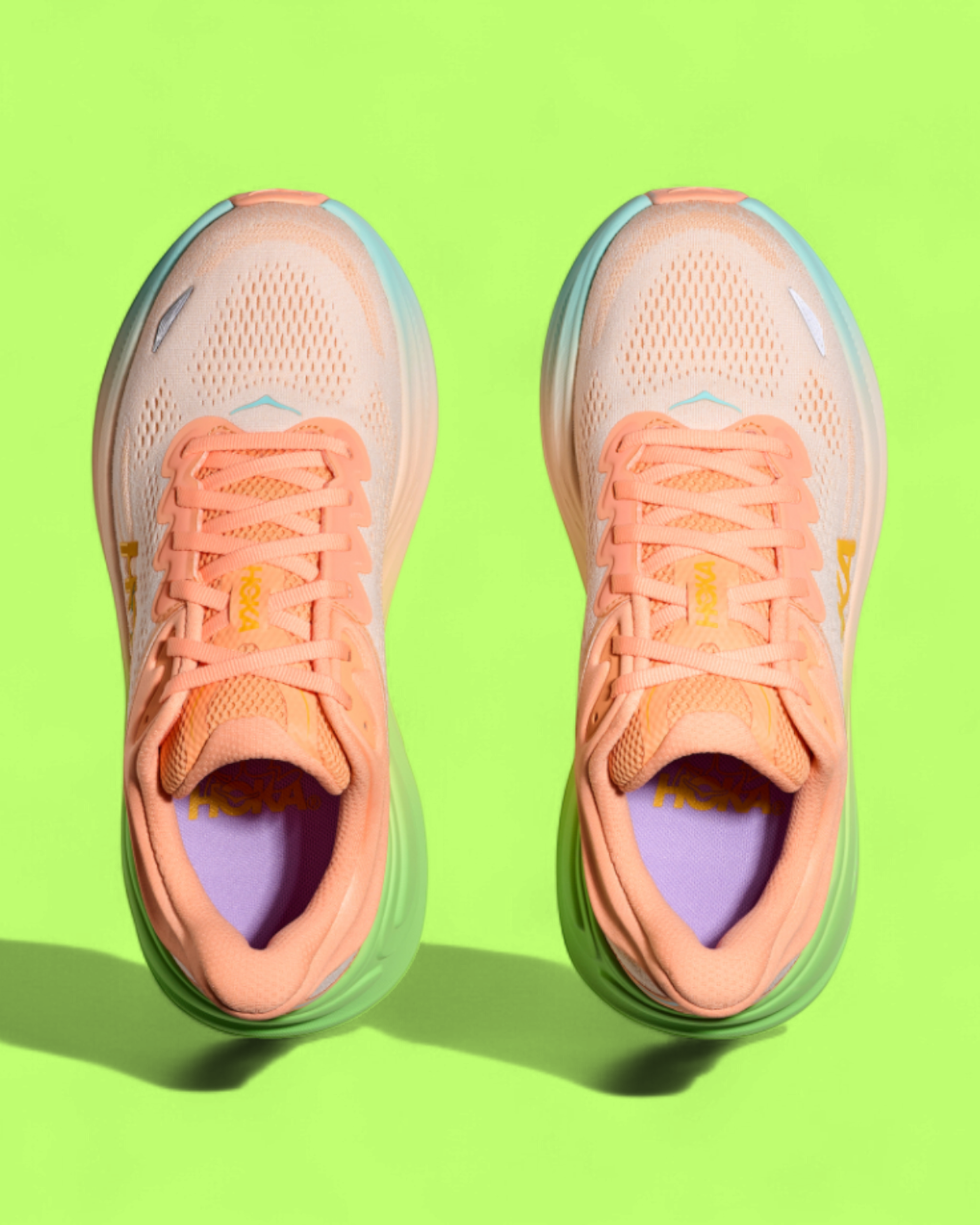 HOKA PEACH GREEN GRADIENT PERFORMANCE RUNNING SNEAKER