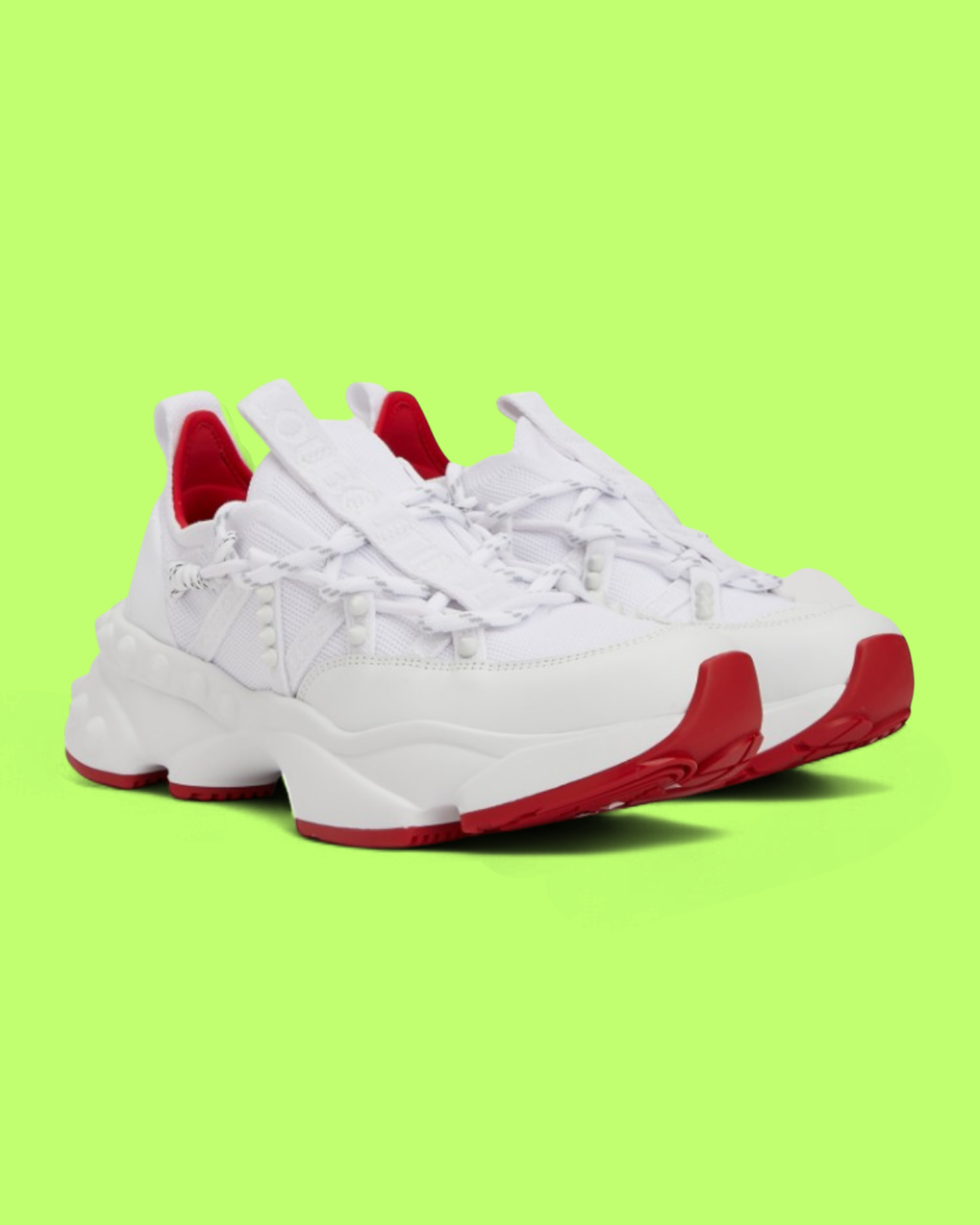 CHRISTIAN LOUBOUTIN RED RUNNER WHITE RED SOLE CHUNKY SNEAKER