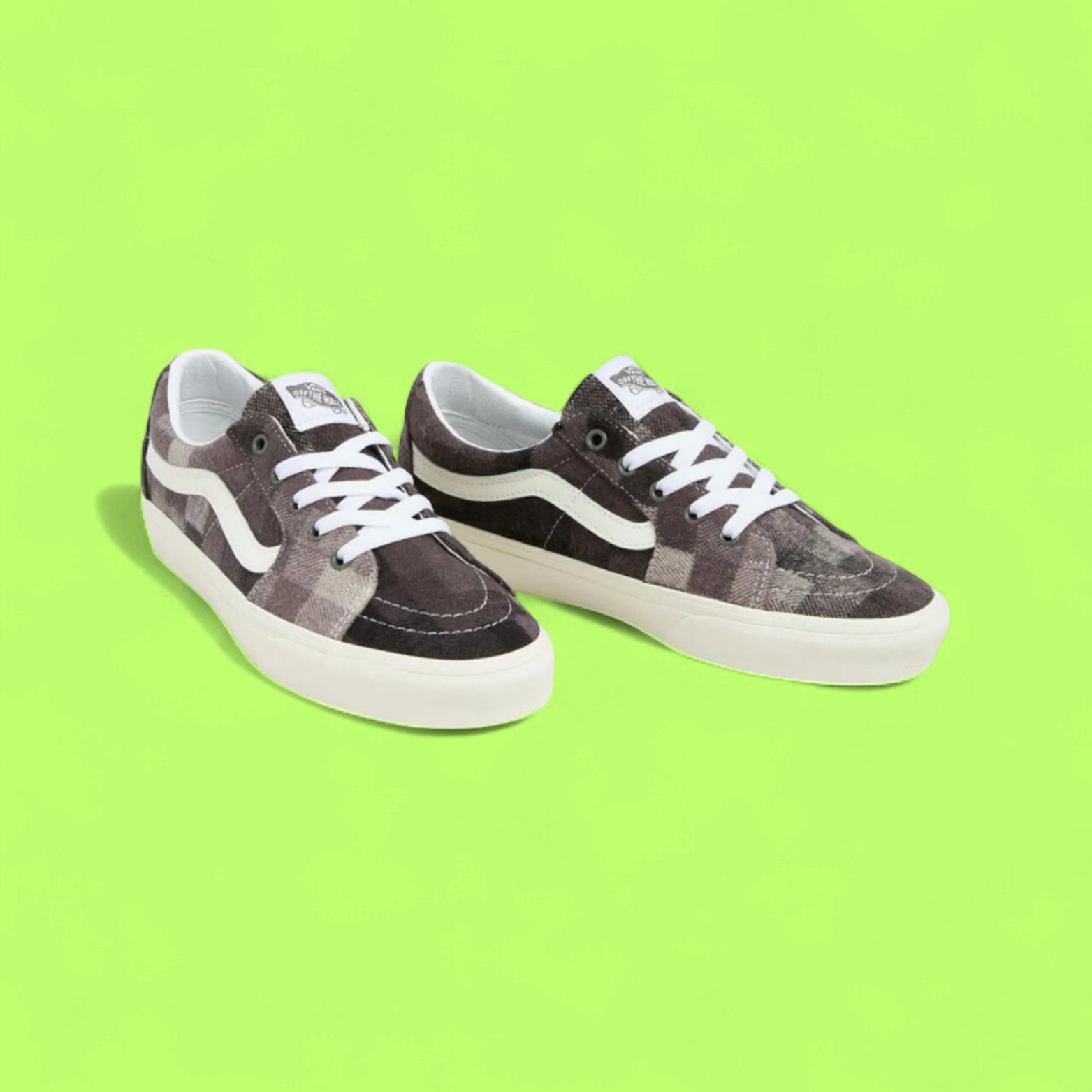 VANS LOW CHECKERED BROWN PLAID SUEDE CASUAL SNEAKERS