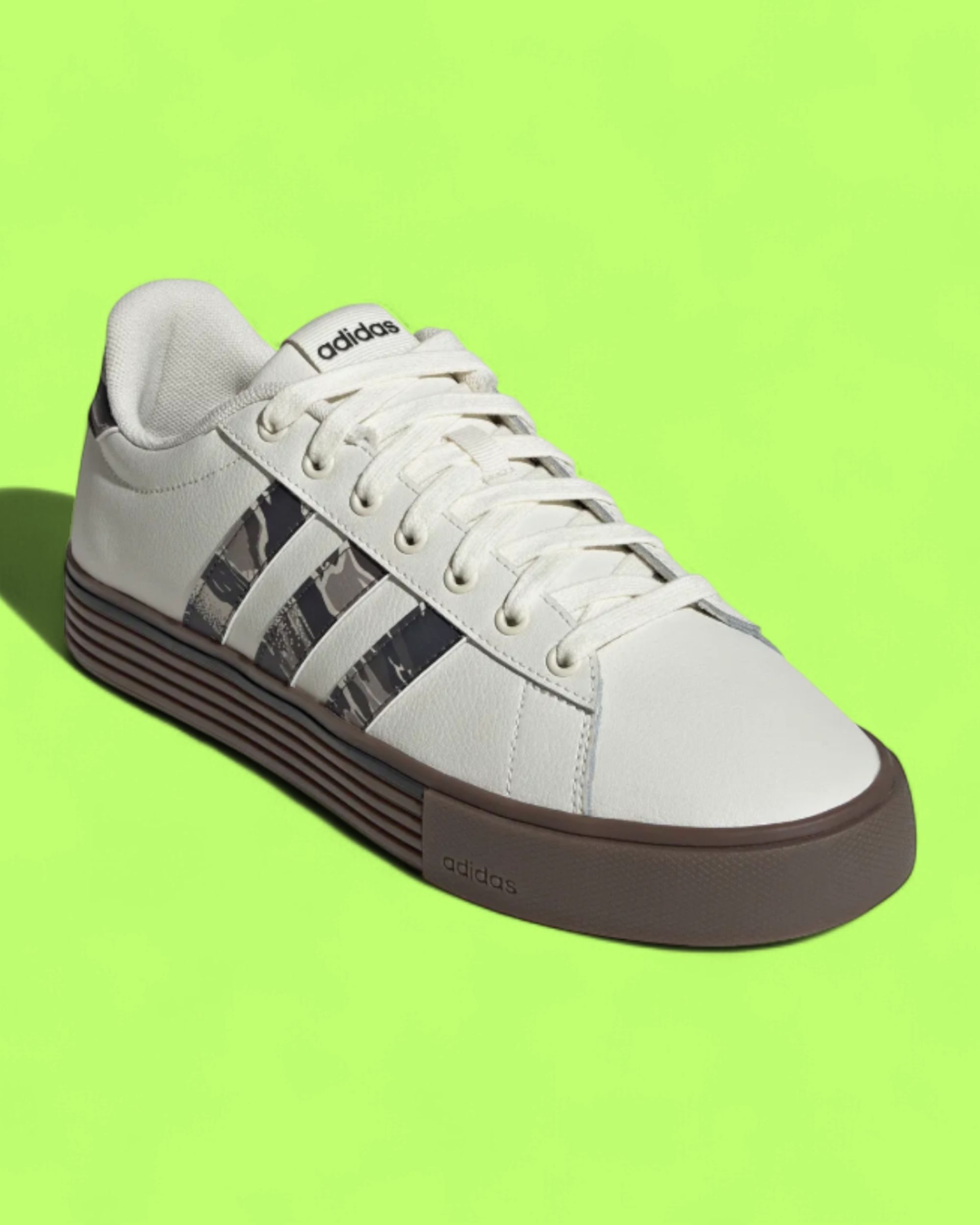 ADIDAS DAILY 3.0 WHITE SNEAKERS WITH CAMO STRIPE DETAIL CWCD