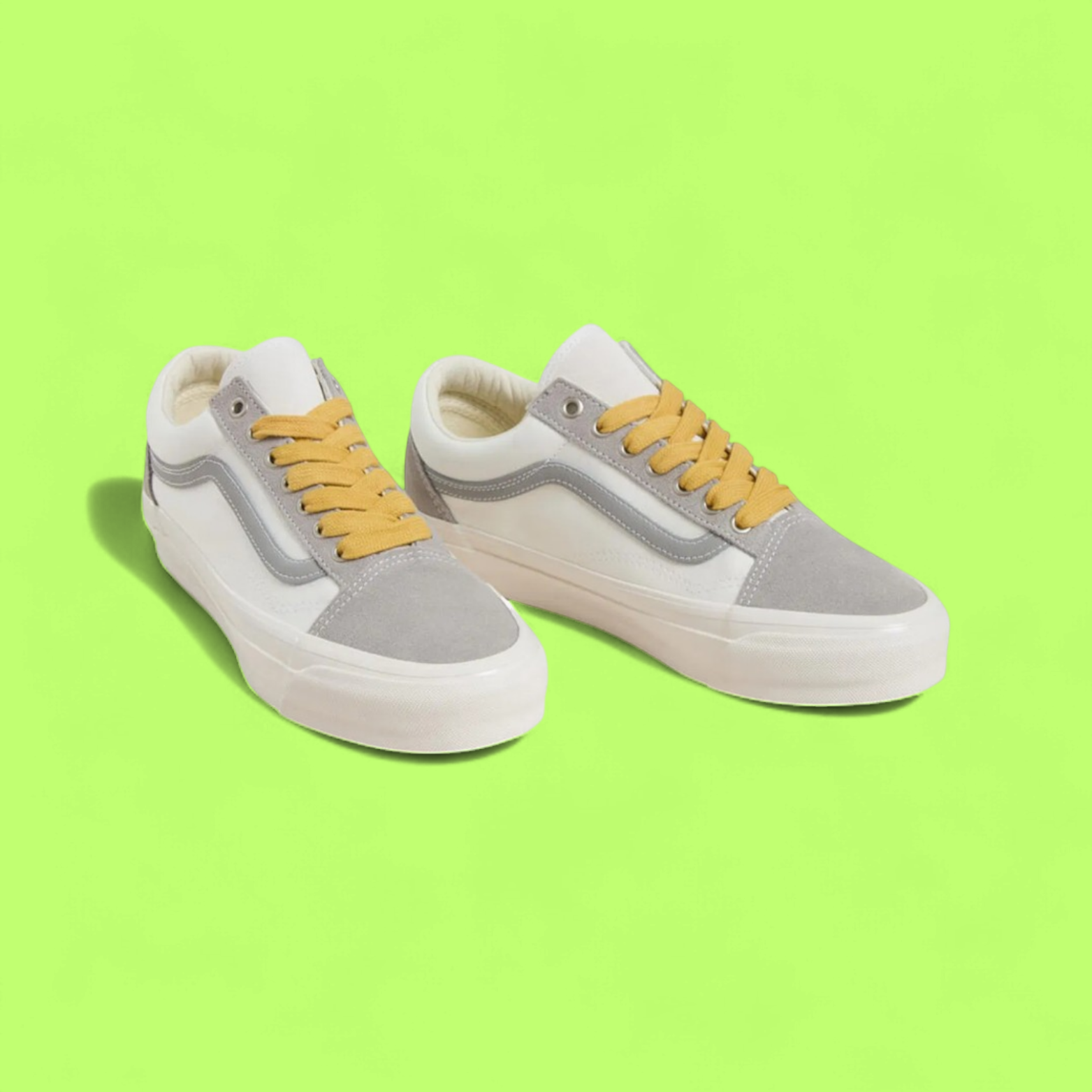 VANS OLD SKOOL WHITE GREY YELLOW LACE RETRO SNEAKERS CWCD