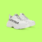 BALENCIAGA TRIPLE S WHITE GRAFFITI LOGO CHUNKY SNEAKERS