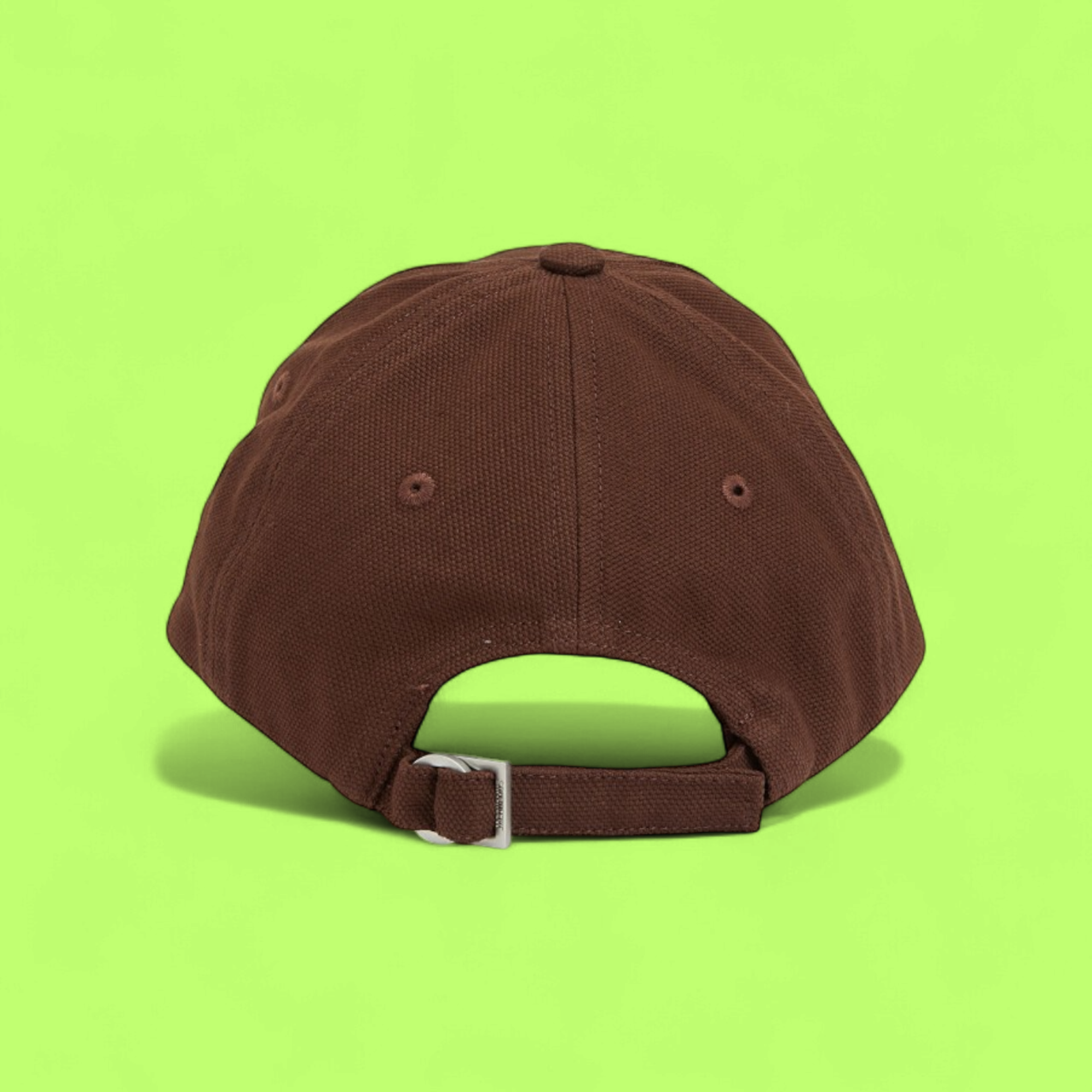 JACQUEMUS BROWN COTTON CAP WITH WHITE LOGO EMBROIDERY