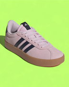 ADIDAS VL COURT BASE PINK BLACK WOMENS CASUAL SUEDE SNEAKERS