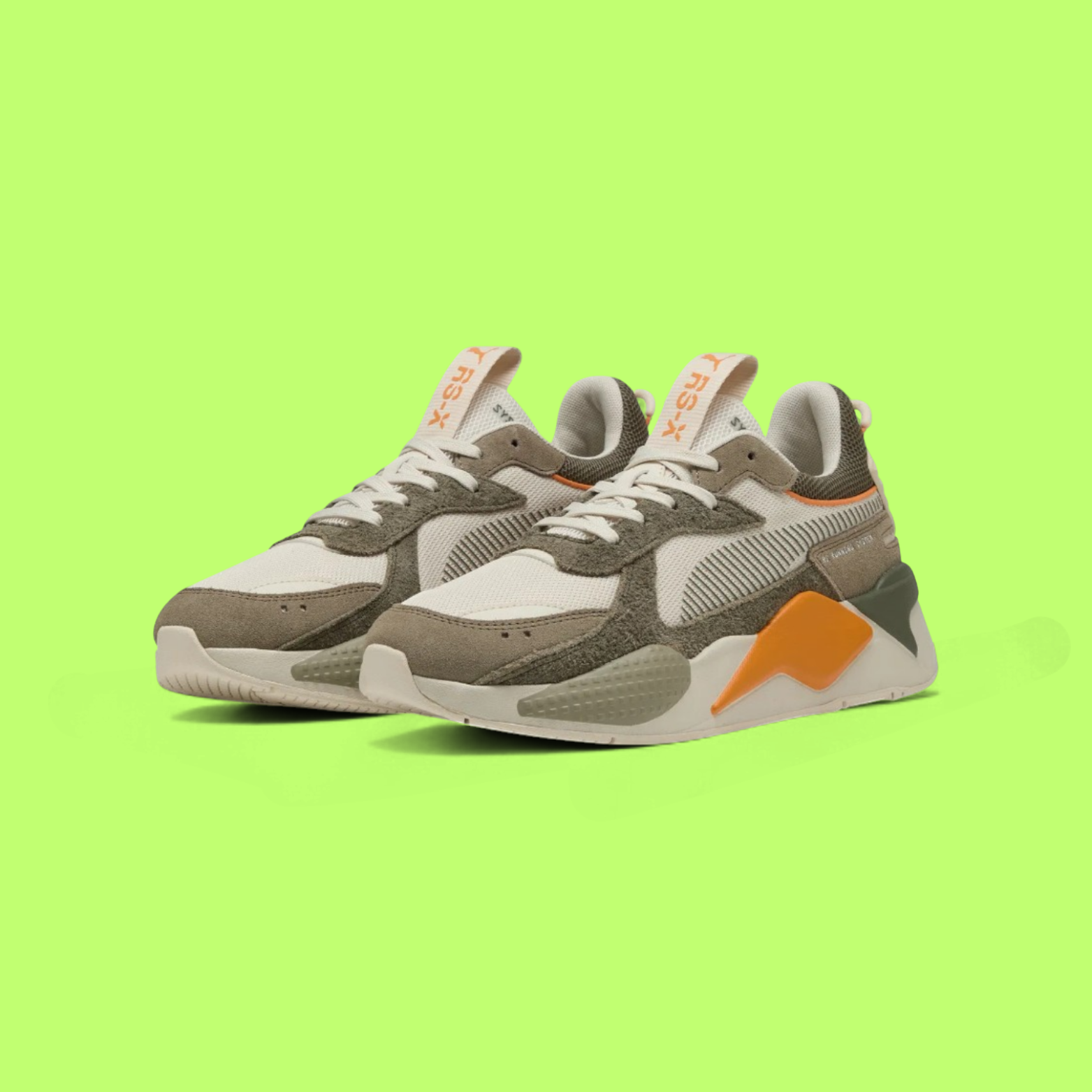 PUMA RS-X HERITAGE MEN'S CREAM MESH AND LEATHER CASUAL SNEAKERS