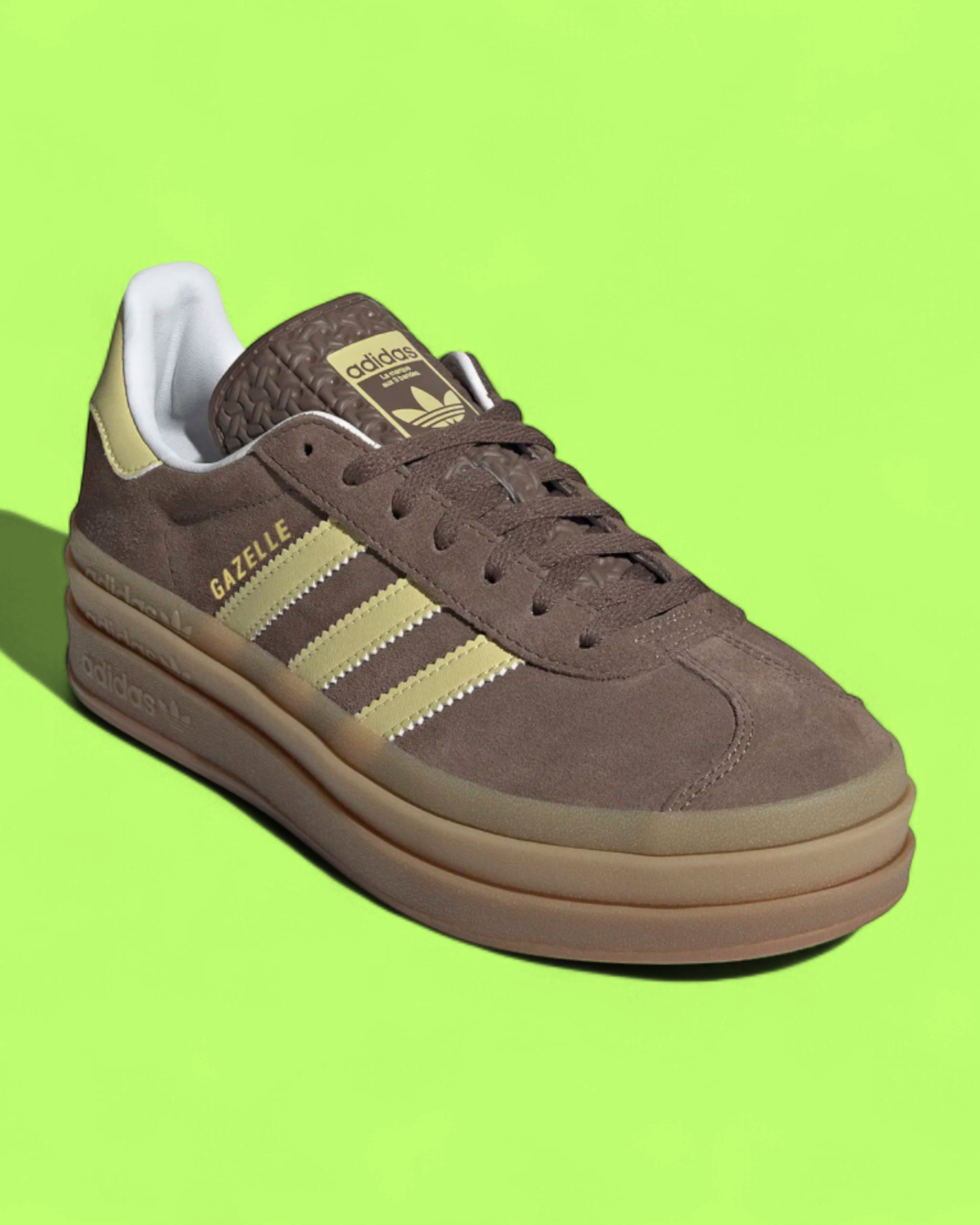 ADIDAS GAZELLE BROWN YELLOW PLATFORM SUEDE CASUAL SNEAKERS