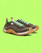 AMI PARIS BROWN GREEN TRAIL RUNNER SNEAKERS WITH GUM SOLE