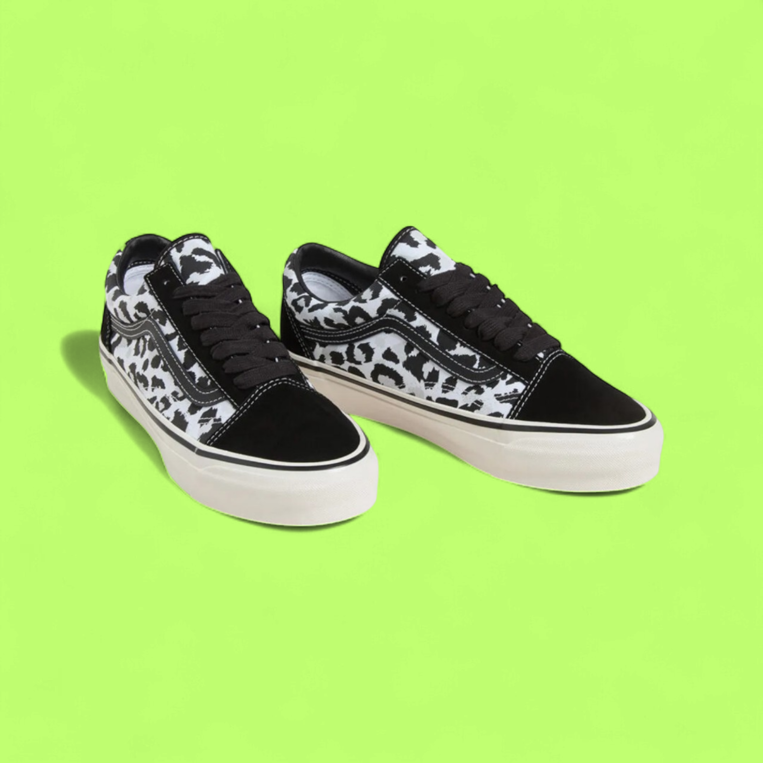 VANS OLD SKOOL BLACK WHITE LEOPARD PRINT STREET STYLE CWCD
