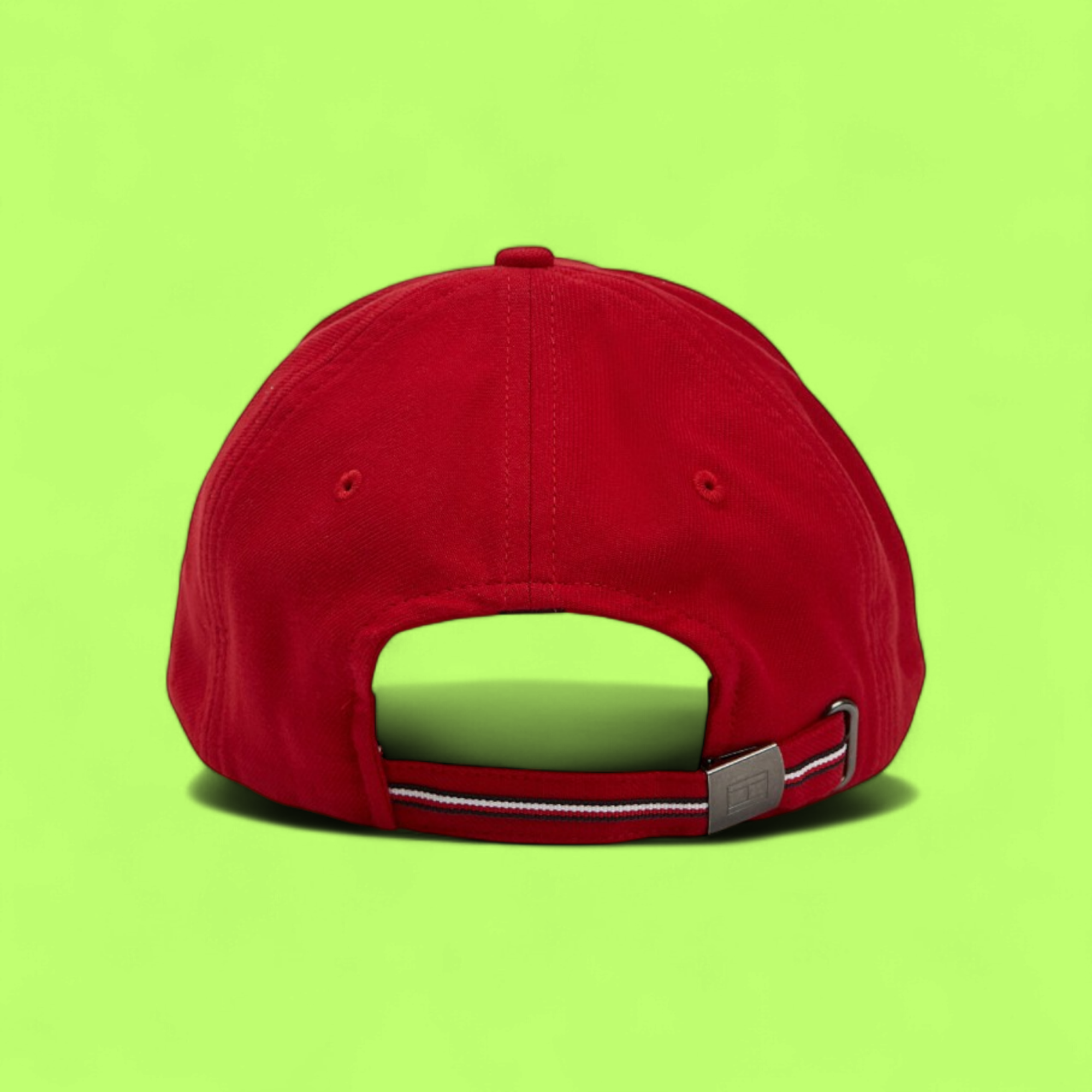 TOMMY HILFIGER RED COTTON CAP WITH SMALL EMBROIDERED FLAG
