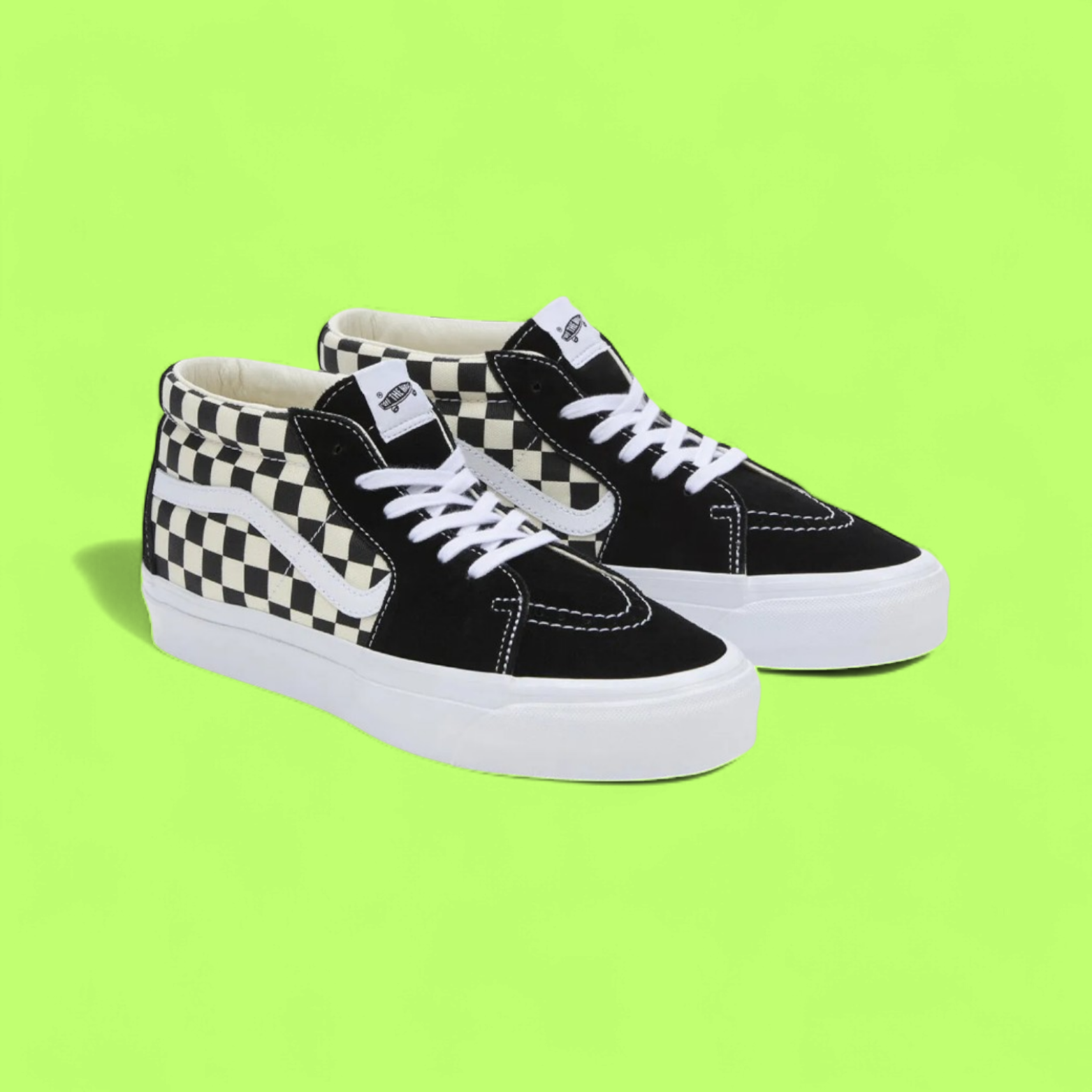 VANS SK8 MID CHECKERBOARD BLACK WHITE CLASSIC STYLE