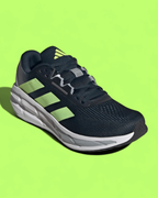 ADIDAS DURAMO RUNNING SHOES BLACK GREEN NEON STRIPES CWCD