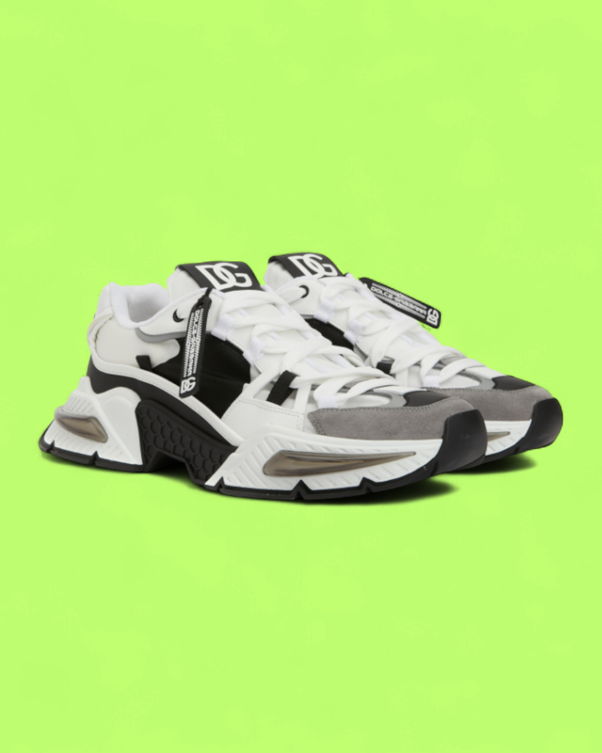 DOLCE & GABBANA CHUNKY BLACK WHITE CONTRAST PANEL SNEAKERS