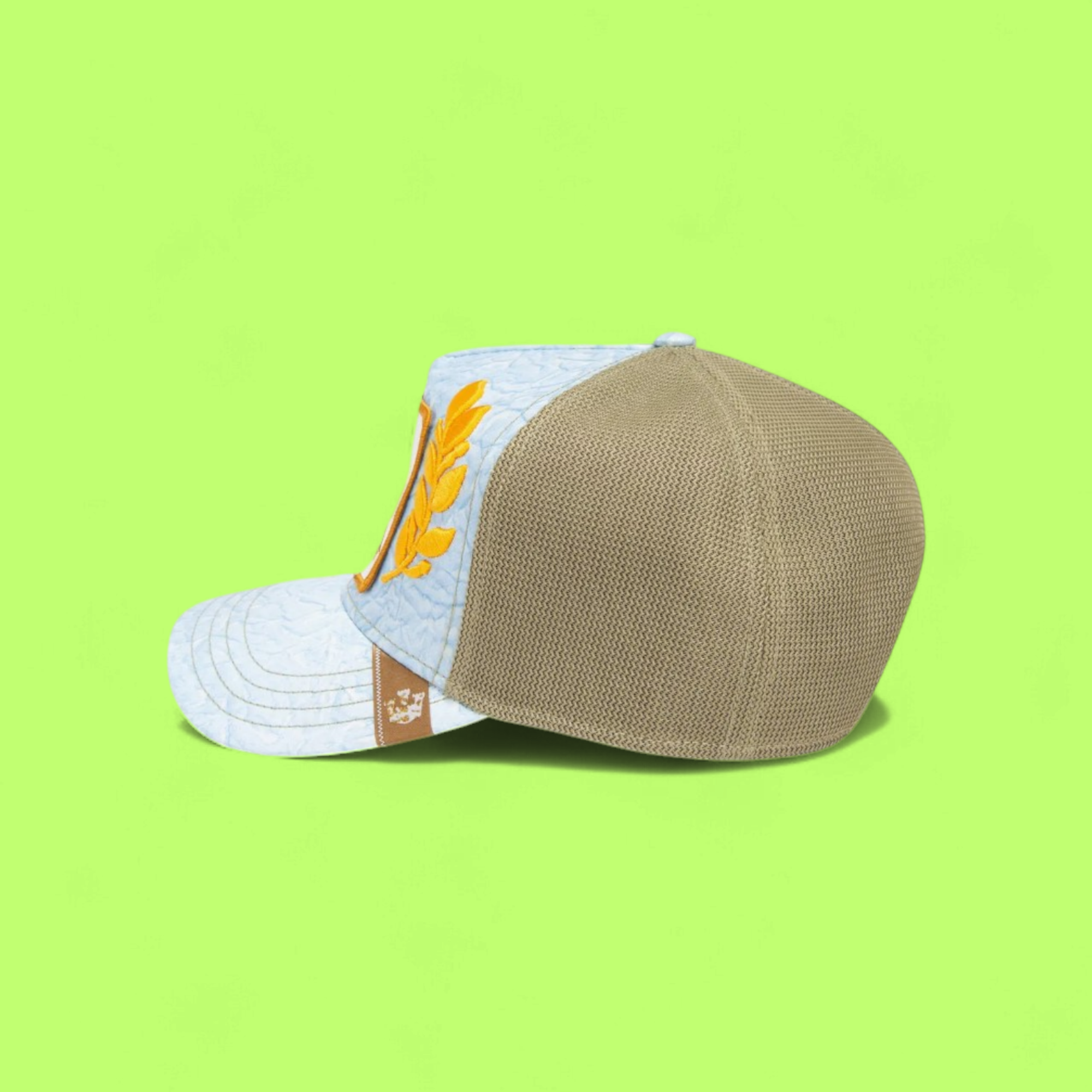 ELITE EAGLE LIGHT BLUE TRUCKER HAT WITH GOLDEN EMBROIDERY