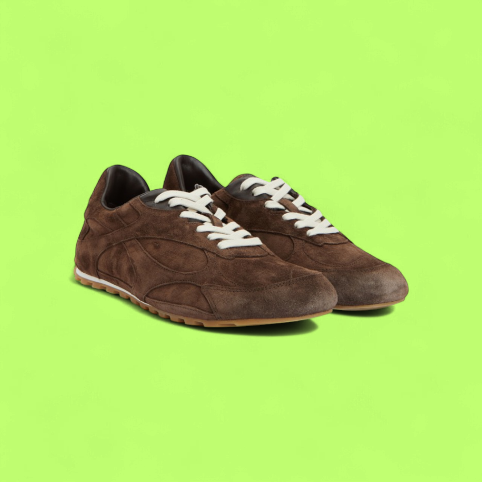 BOTTEGA VENETA BROWN SUEDE LOW TOP GUM SOLE CASUAL SNEAKERS