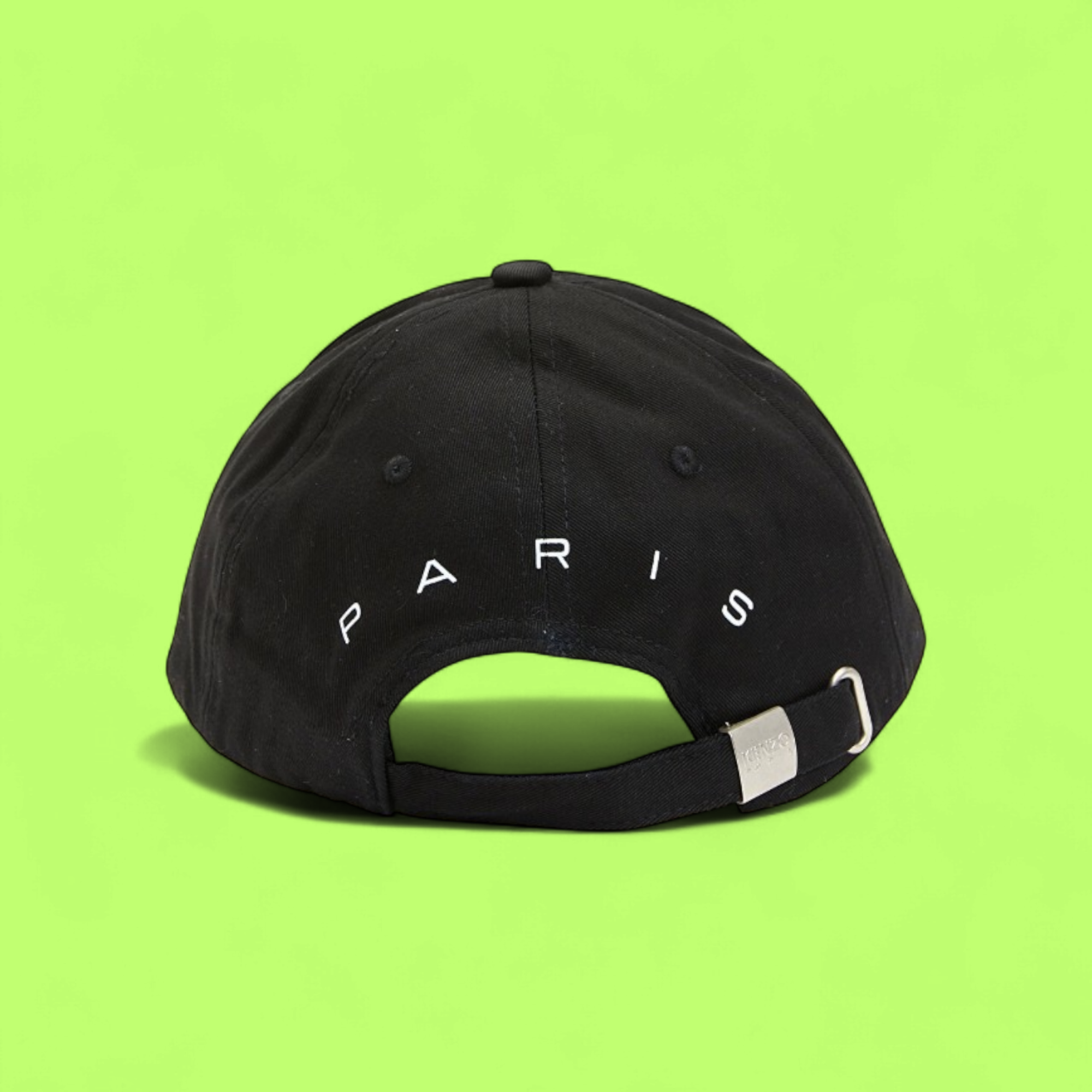 KENZO BLACK BASEBALL CAP WITH WHITE SIDE LOGO PRINT CWCD
