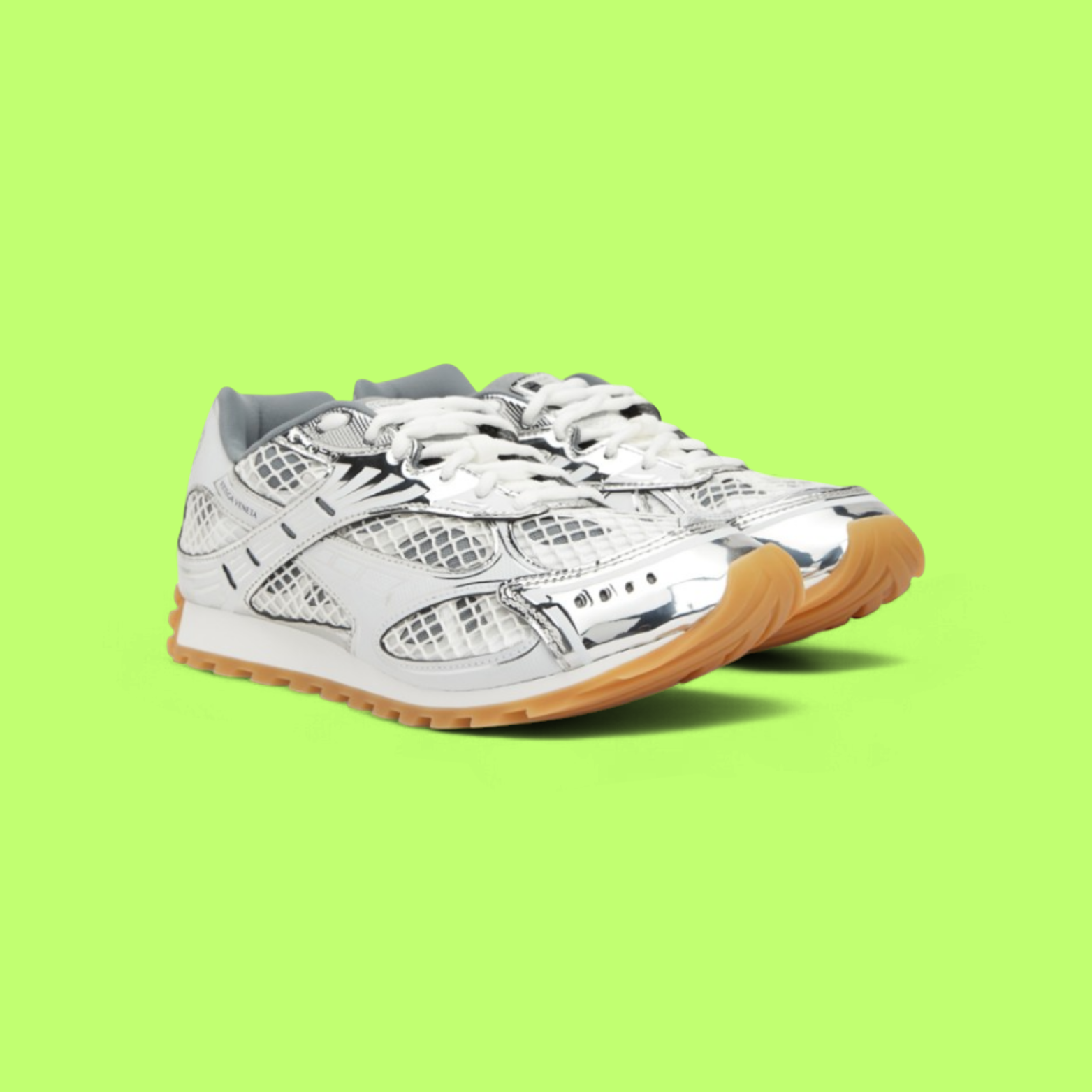 BOTTEGA VENETA SPEEDSTER WHITE GREY GUM SOLE RUNNER SNEAKERS