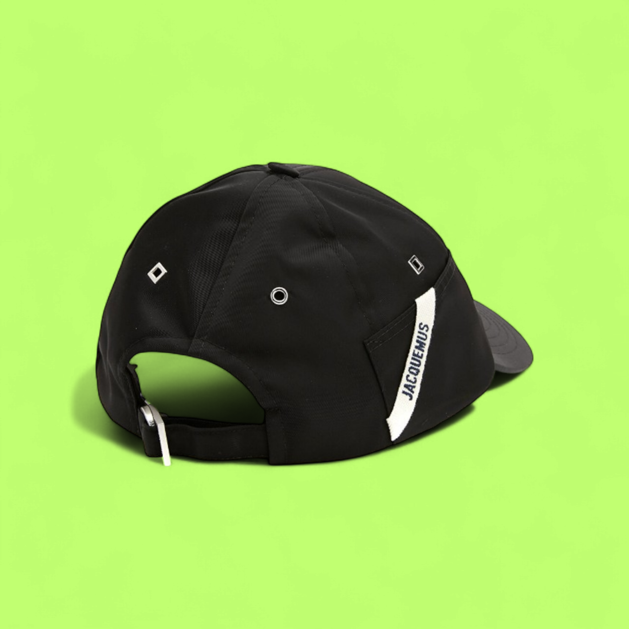 JACQUEMUS BLACK BASEBALL CAP WITH SIDE POCKET DETAIL CWCD