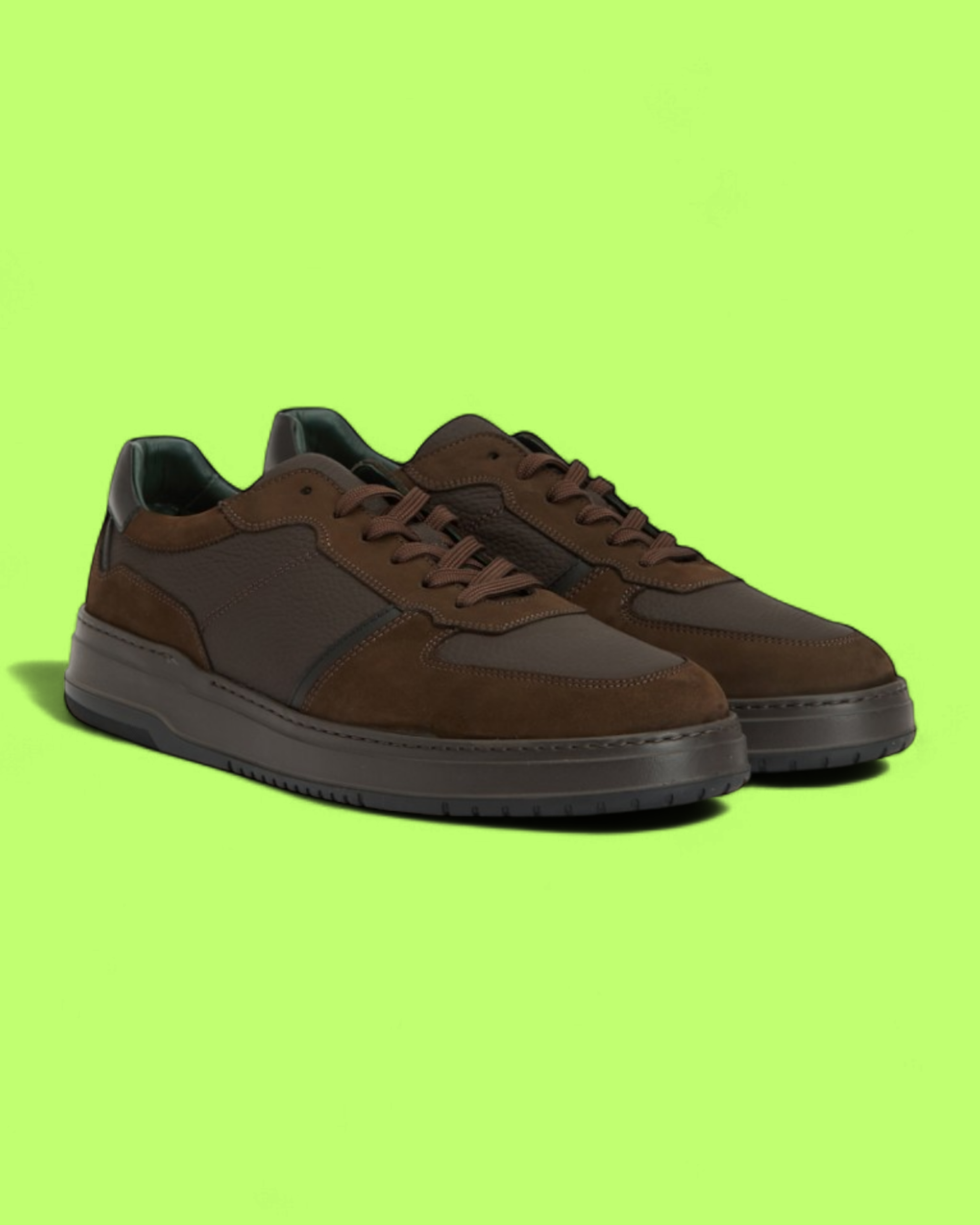 GEORGE HOGG BROWN LEATHER AND SUEDE LOW TOP SNEAKER CWCD