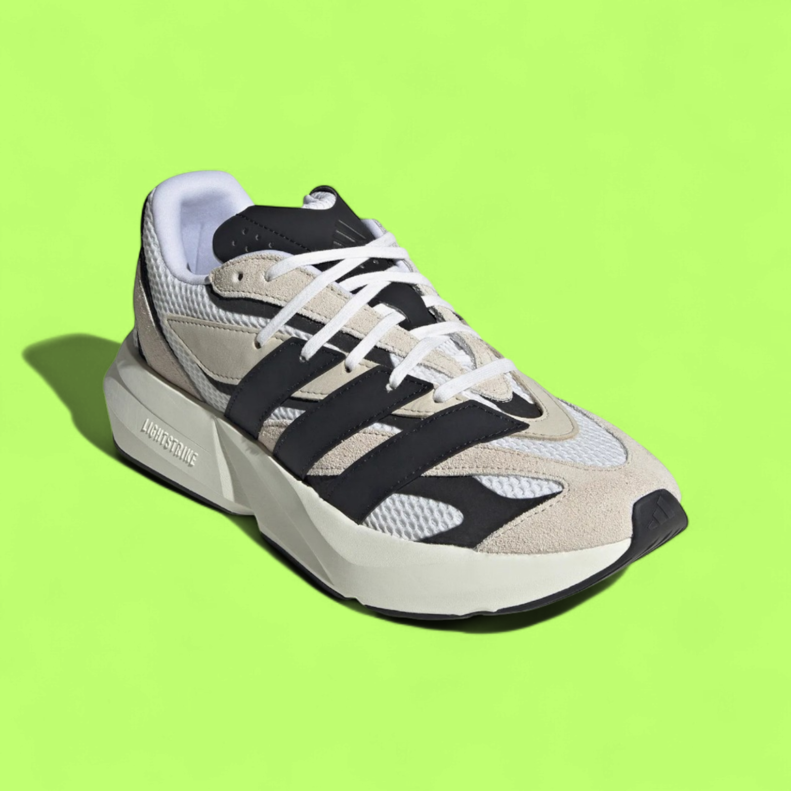 ADIDAS LIGHTBLAZE MEN'S BEIGE MESH AND LEATHER DAILY SPORT SNEAKERS