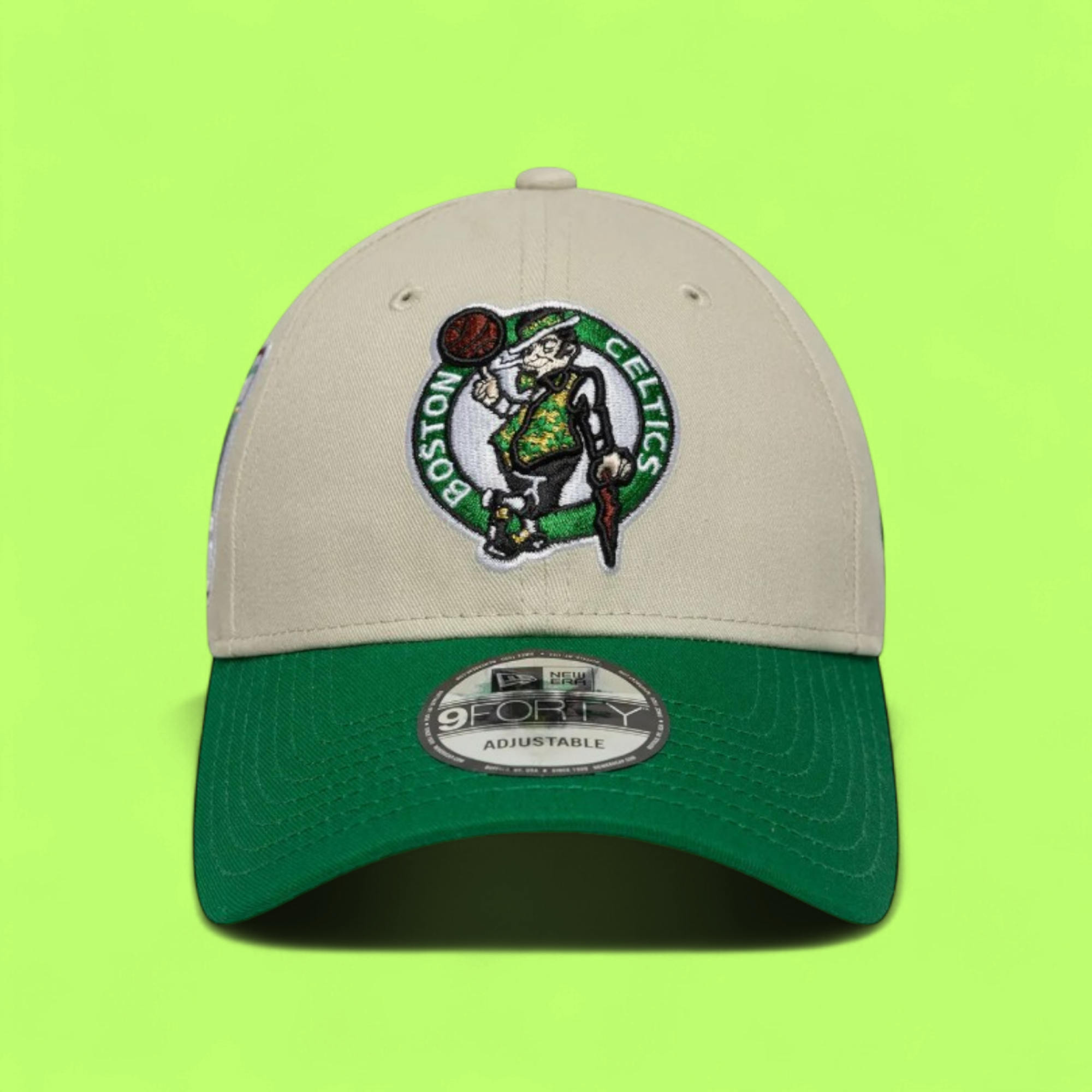 BOSTON CELTICS BEIGE AND GREEN CAP WITH TEAM EMBLEM CWCD