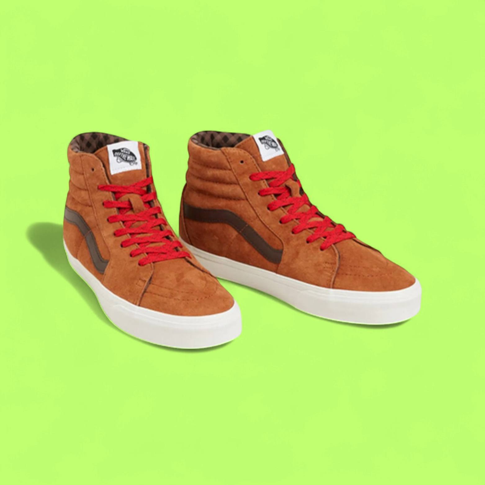 VANS HIGH BROWN SUEDE RED LACES STREET STYLE SHOES CWCD