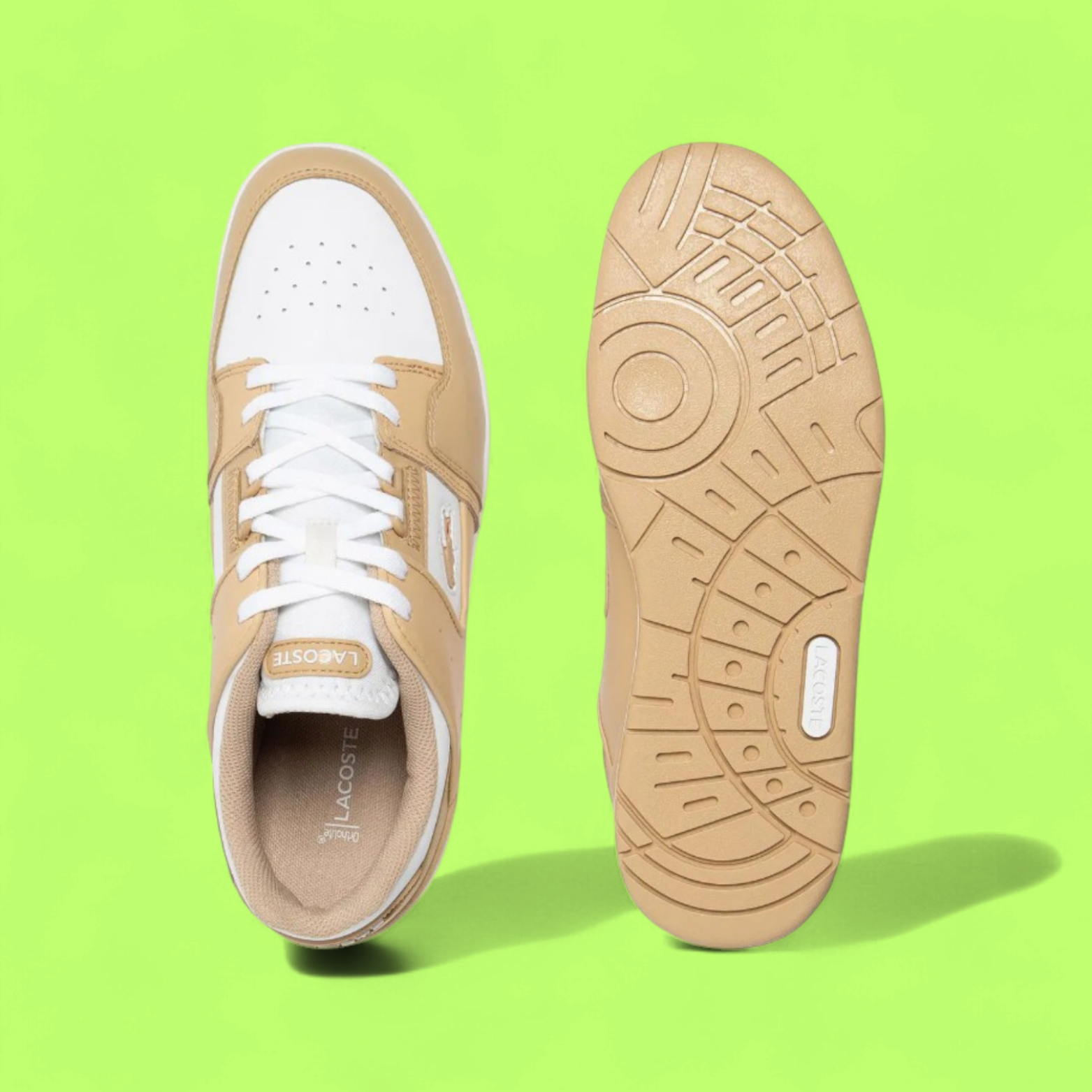 LACOSTE SPORT COURT CAGE MEN'S LIGHT BROWN LEATHER COURT SNEAKERS