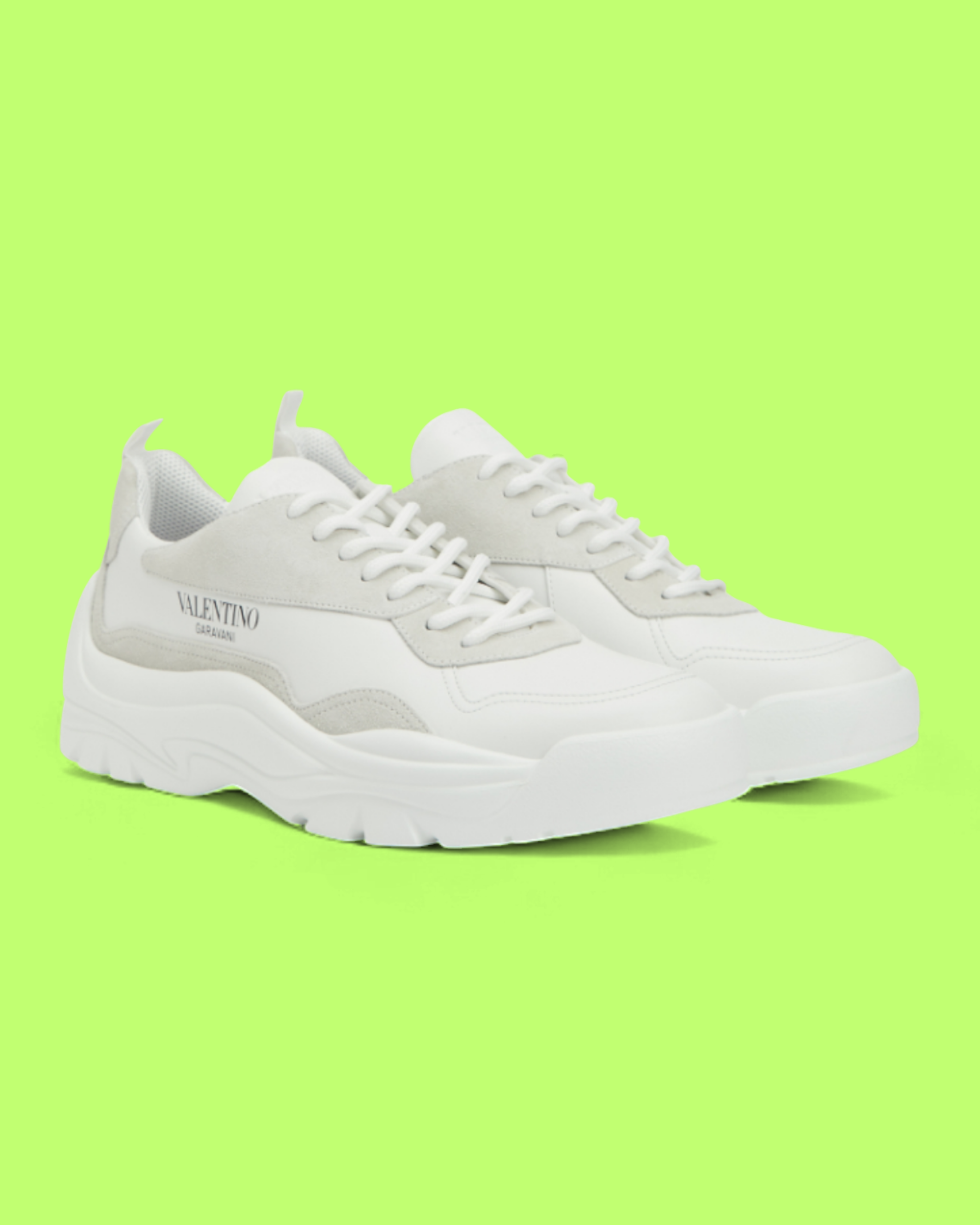 VALENTINO GARAVANI WHITE GREY SUEDE PANEL LUXURY SNEAKERS