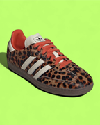 ADIDAS SAMBA LEOPARD PRINT BROWN WHITE RETRO CASUAL SNEAKERS