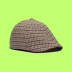 BROWN CHECKERED FLAT CAP WITH VINTAGE STYLE DESIGN