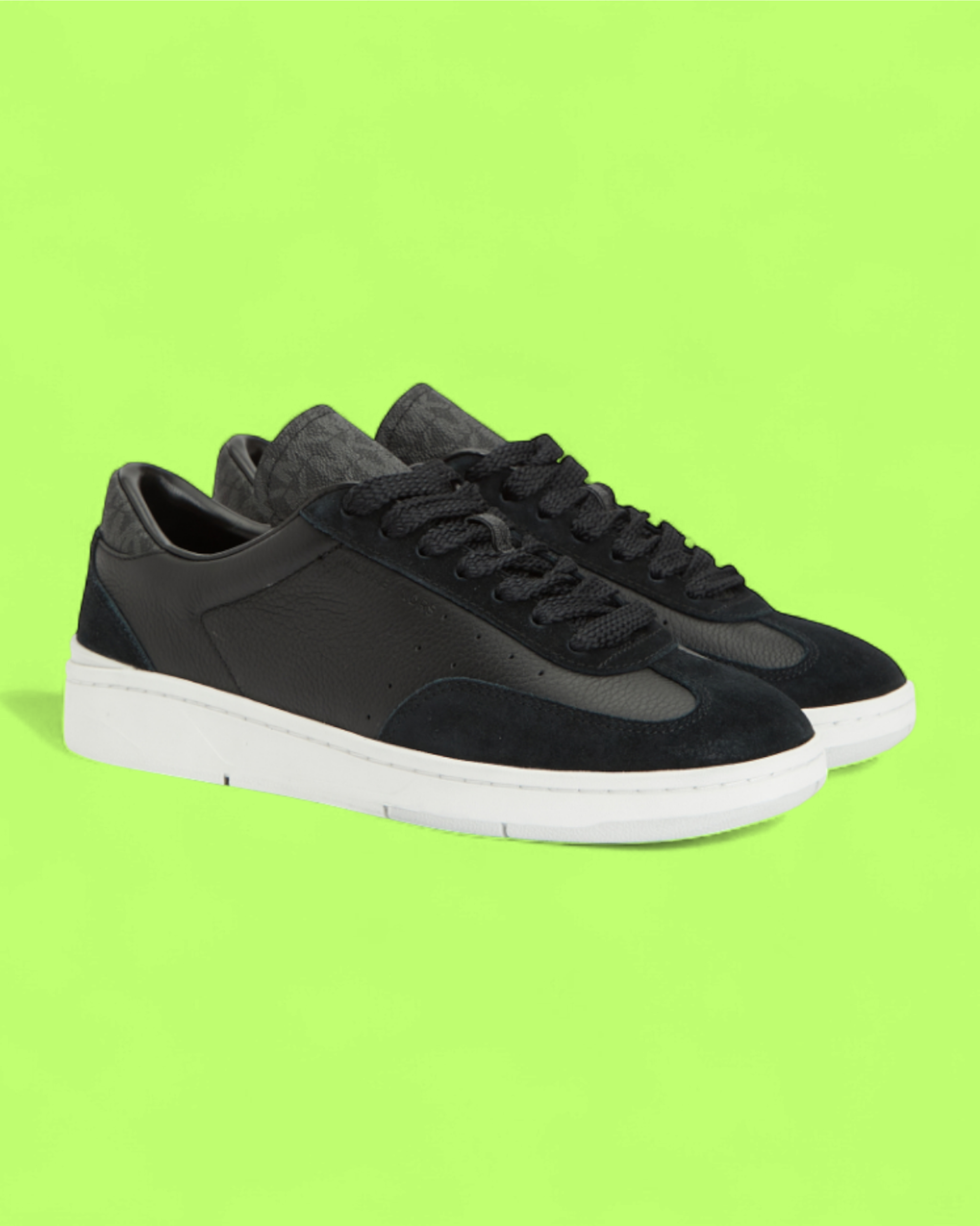 MICHAEL KORS BLACK LEATHER SUEDE PANEL LUXE SNEAKERS CWCD