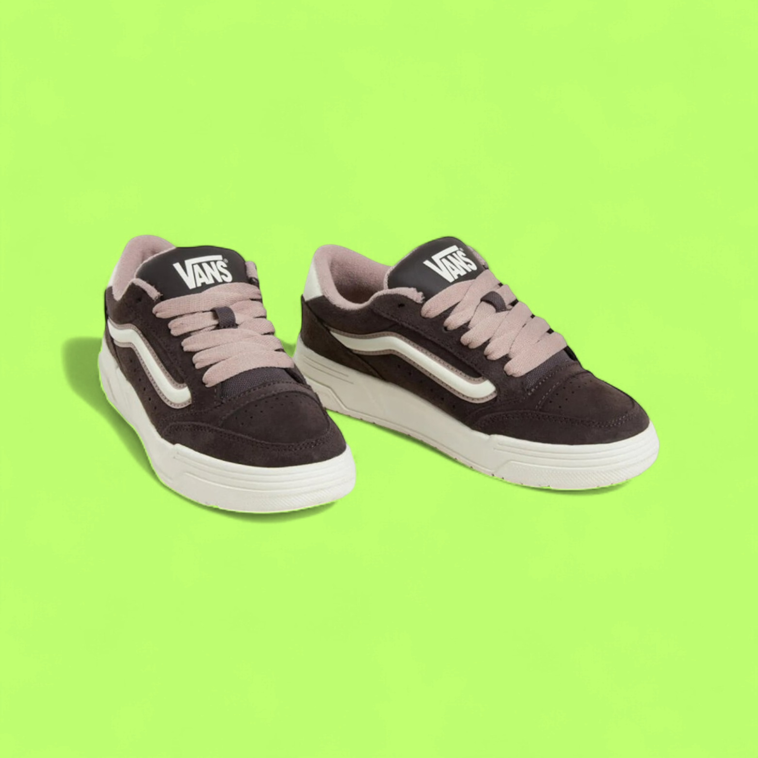 VANS LOWLAND CC DARK BROWN SUEDE PINK LACE CASUAL STYLE CWCD