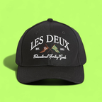 BLACK LES DEUX BASEBALL CAP WITH EMBROIDERED LOGO DESIGN