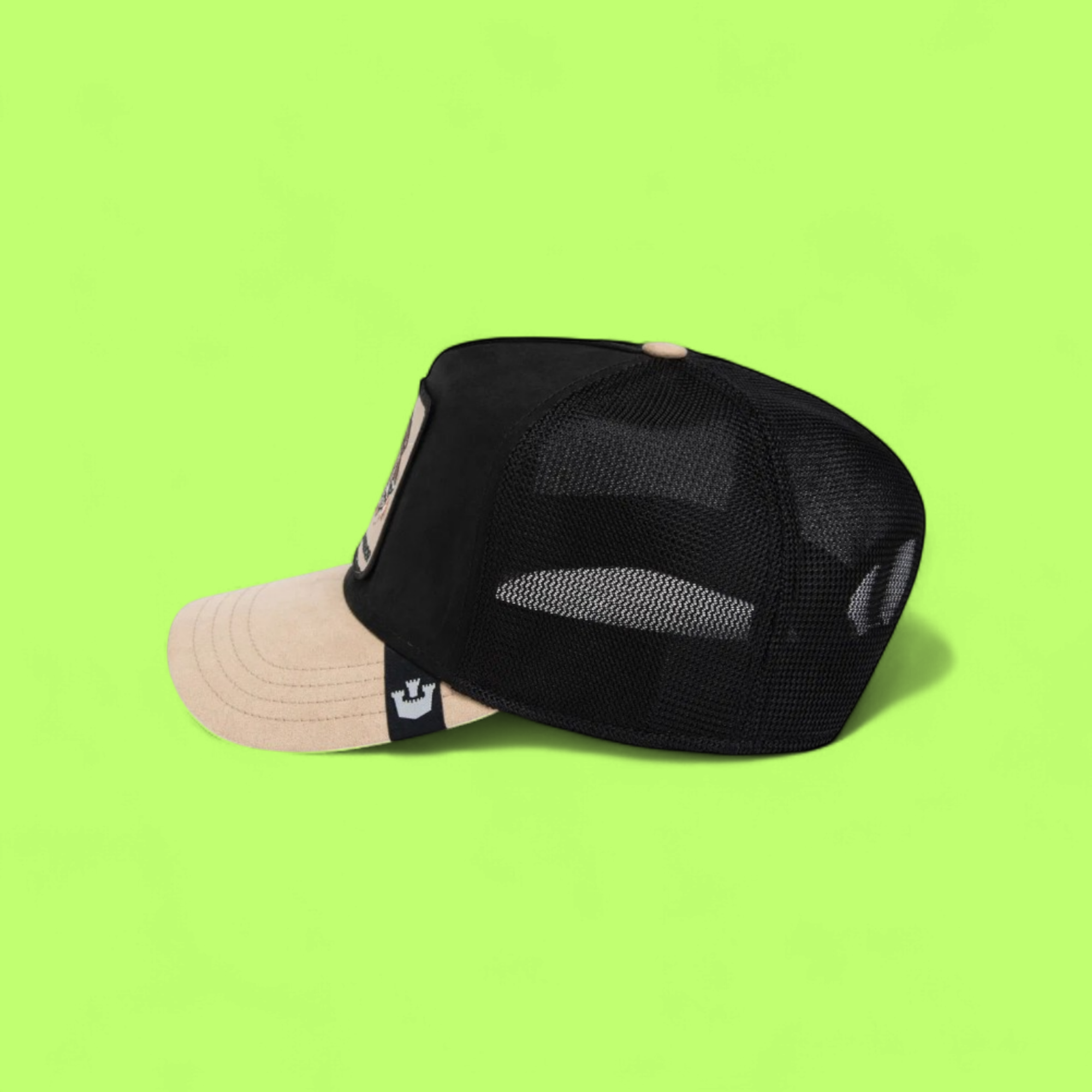 WARRIOR CHEETAH BLACK AND BEIGE TRUCKER HAT EMBROIDERED