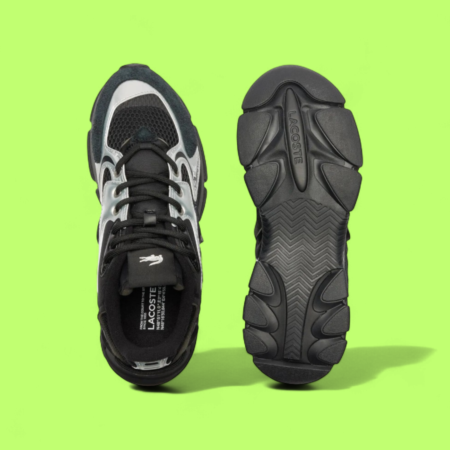 LACOSTE SPORT L003 NEO MEN'S BLACK MESH AND LEATHER SNEAKERS