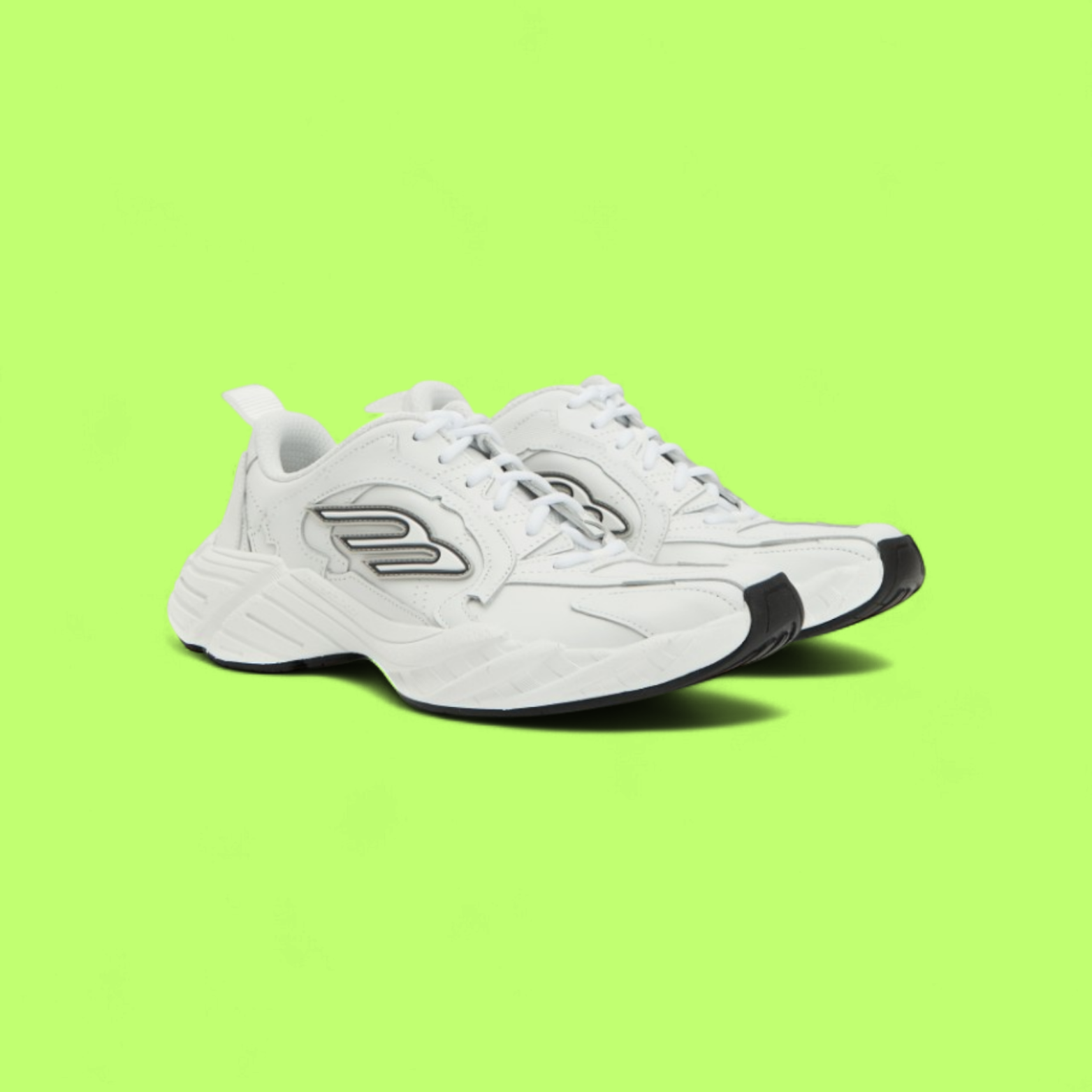 BALENCIAGA DEFENDER LOW WHITE LEATHER CHUNKY SNEAKERS