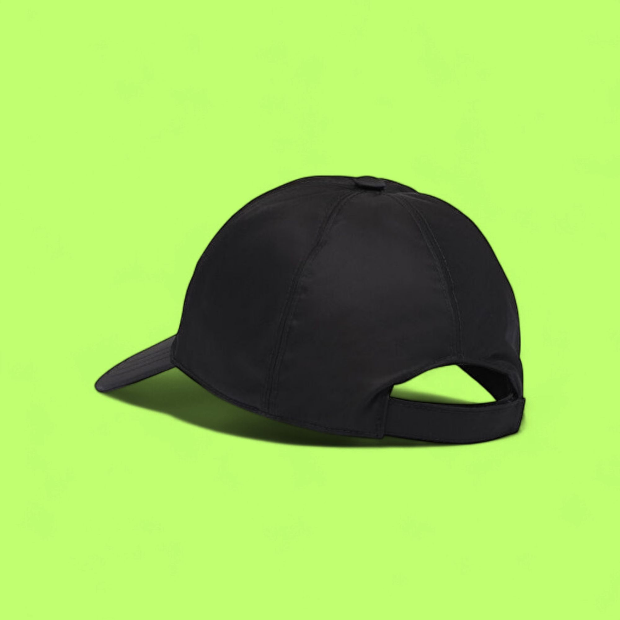 BLACK NYLON PRADA BASEBALL CAP WITH SIGNATURE METAL TRIANGLE
