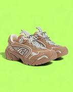 BALMAIN B-COURT BROWN SUEDE LEATHER CHUNKY RETRO LUXURY