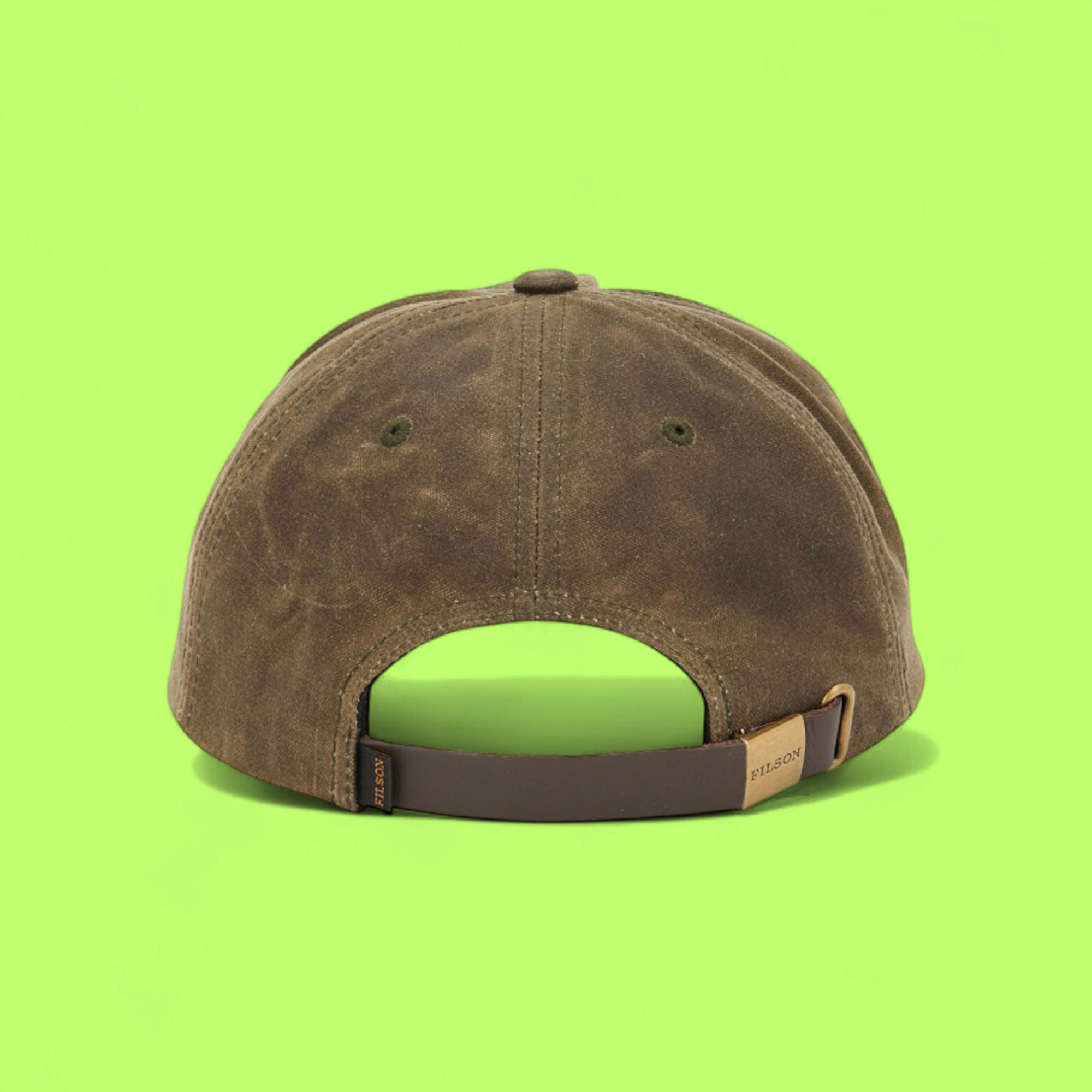 FILSON DARK OLIVE CLASSIC WAXED COTTON LOGO BASEBALL CAP