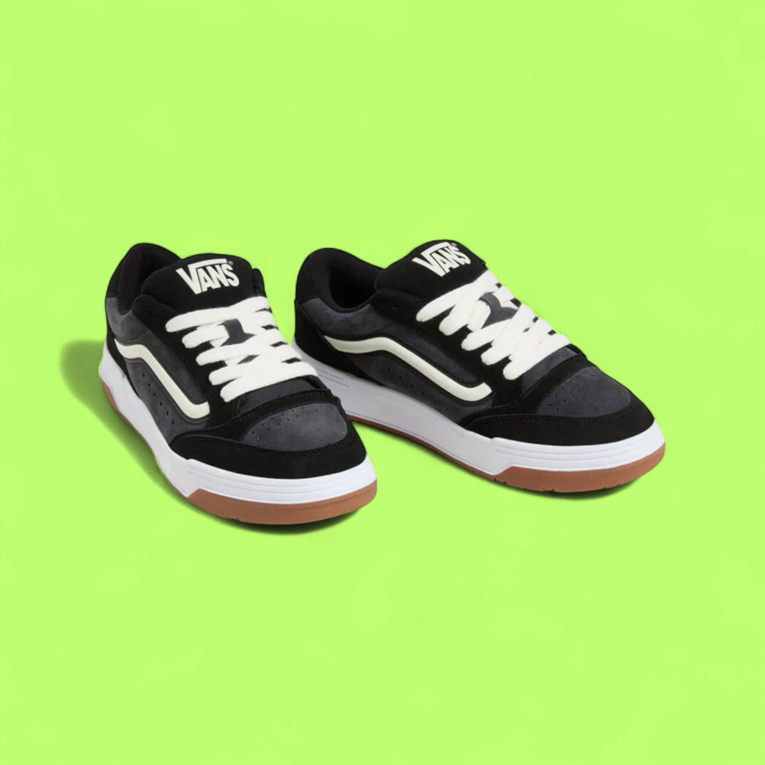 VANS HYLANE MEN'S BLACK LEATHER AND CANVAS LOW-TOP SNEAKERS